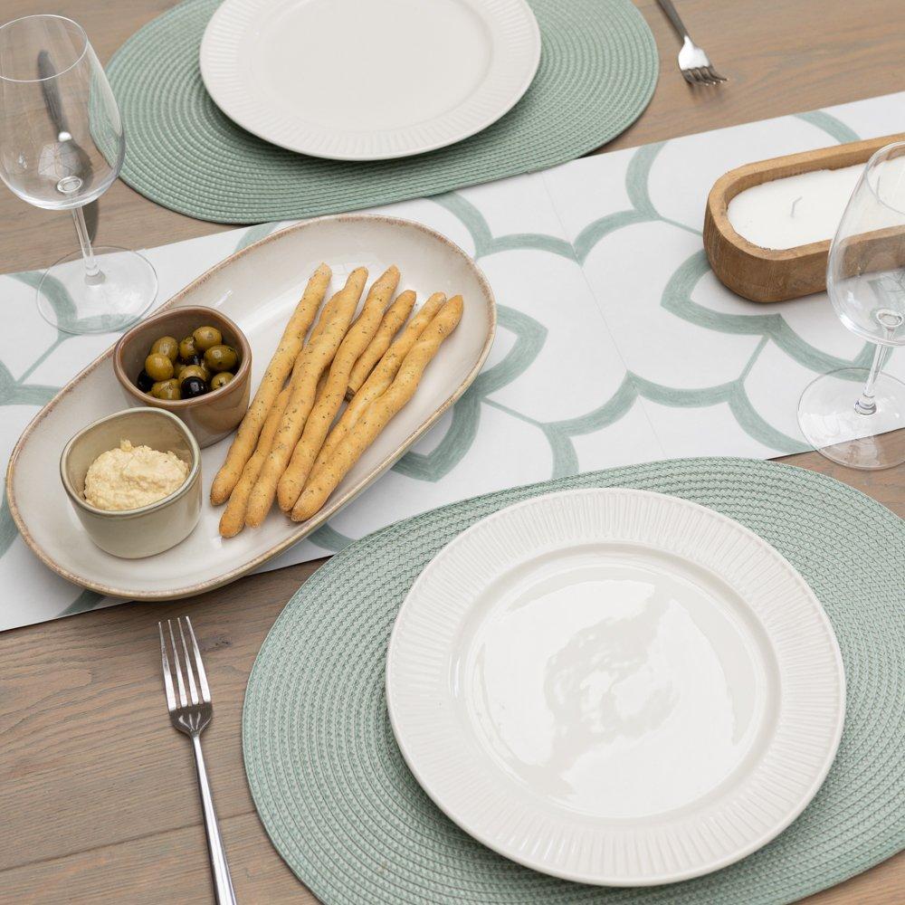 Sage Green - D C Fix - Wipe Clean Oval Weave Placemats Sage Green - 4