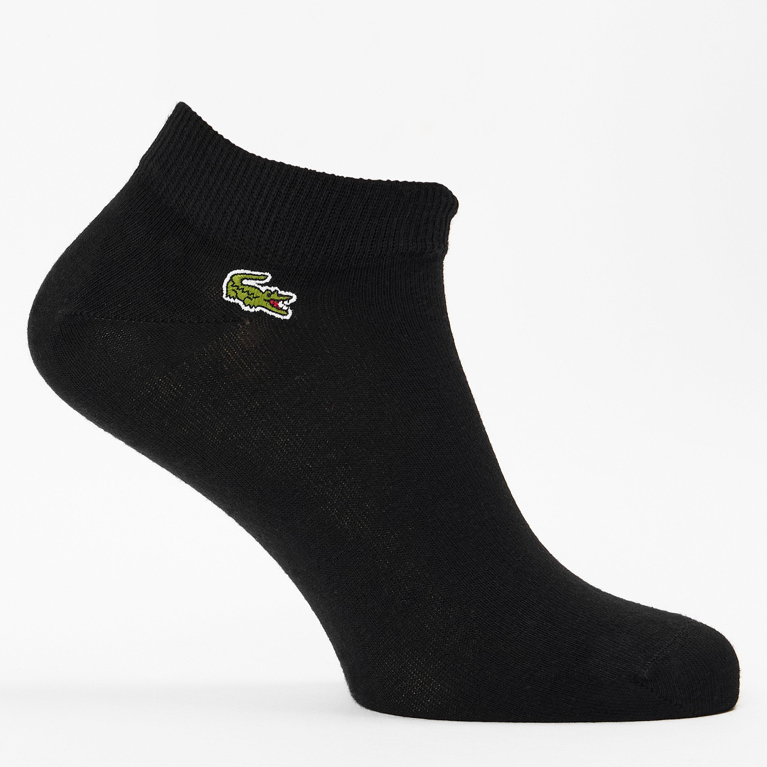 Lacoste Men's Cotton 3 Pack Logo Trainer Socks - Black 8Vm - Mens 6-8