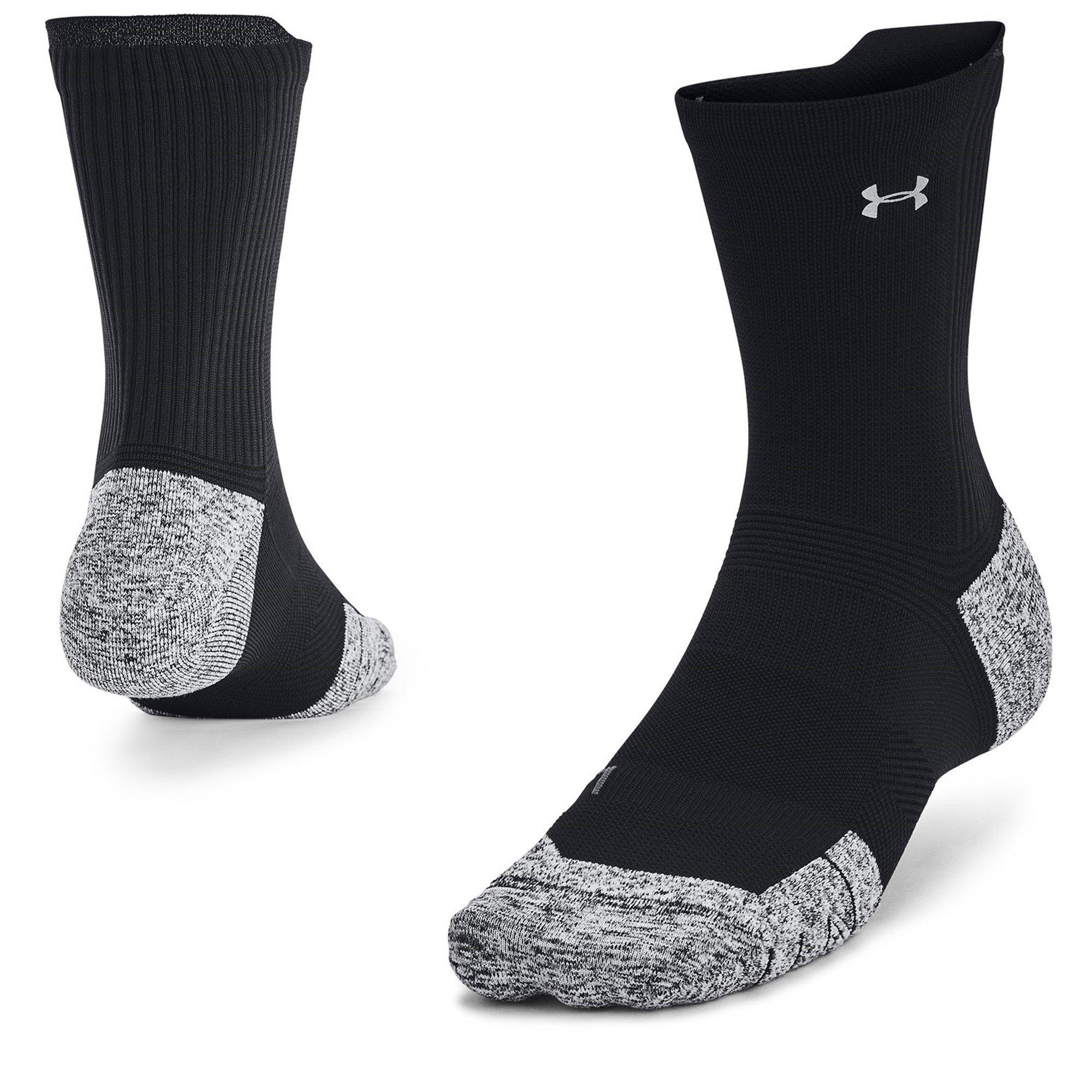 Under Armour  Adults Run Cushion Mid Crew Sock - Black/Reflect - M 4-7.5