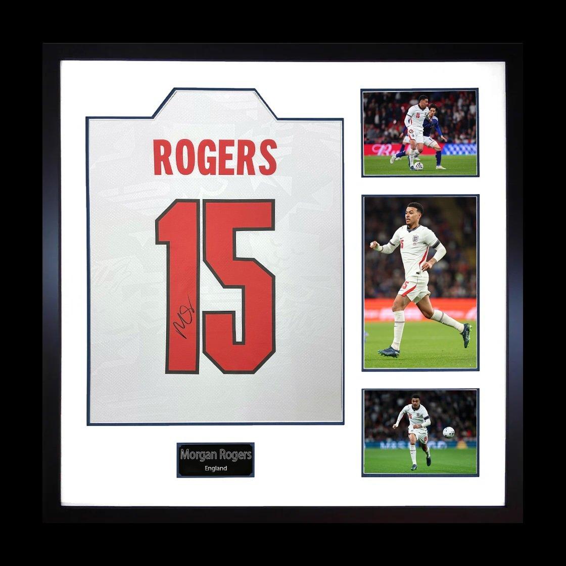 White - The Fan Cave - Morgan Rogers Signed England Home Shirt Elite Fram - 1
