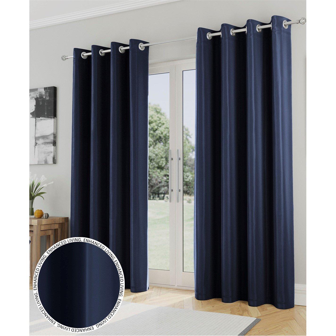 Enhanced Living  Supersoft Thermal Blockout Eyelet Curtains Navy - 168x183cm