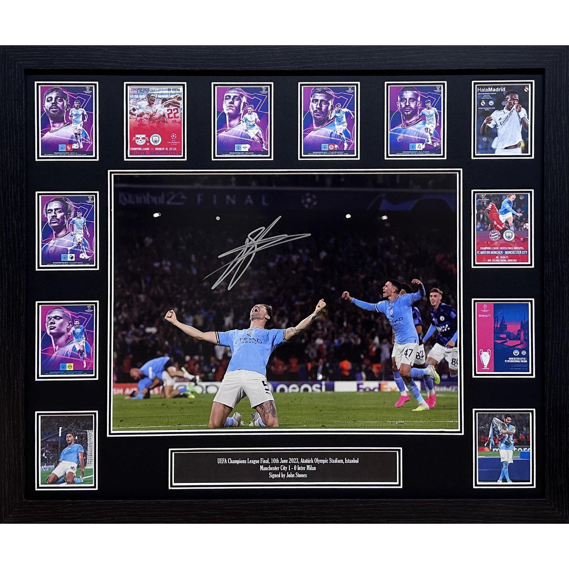 Allstarsignings Ltd  John Stones Signed Manchester City Photo - Blue