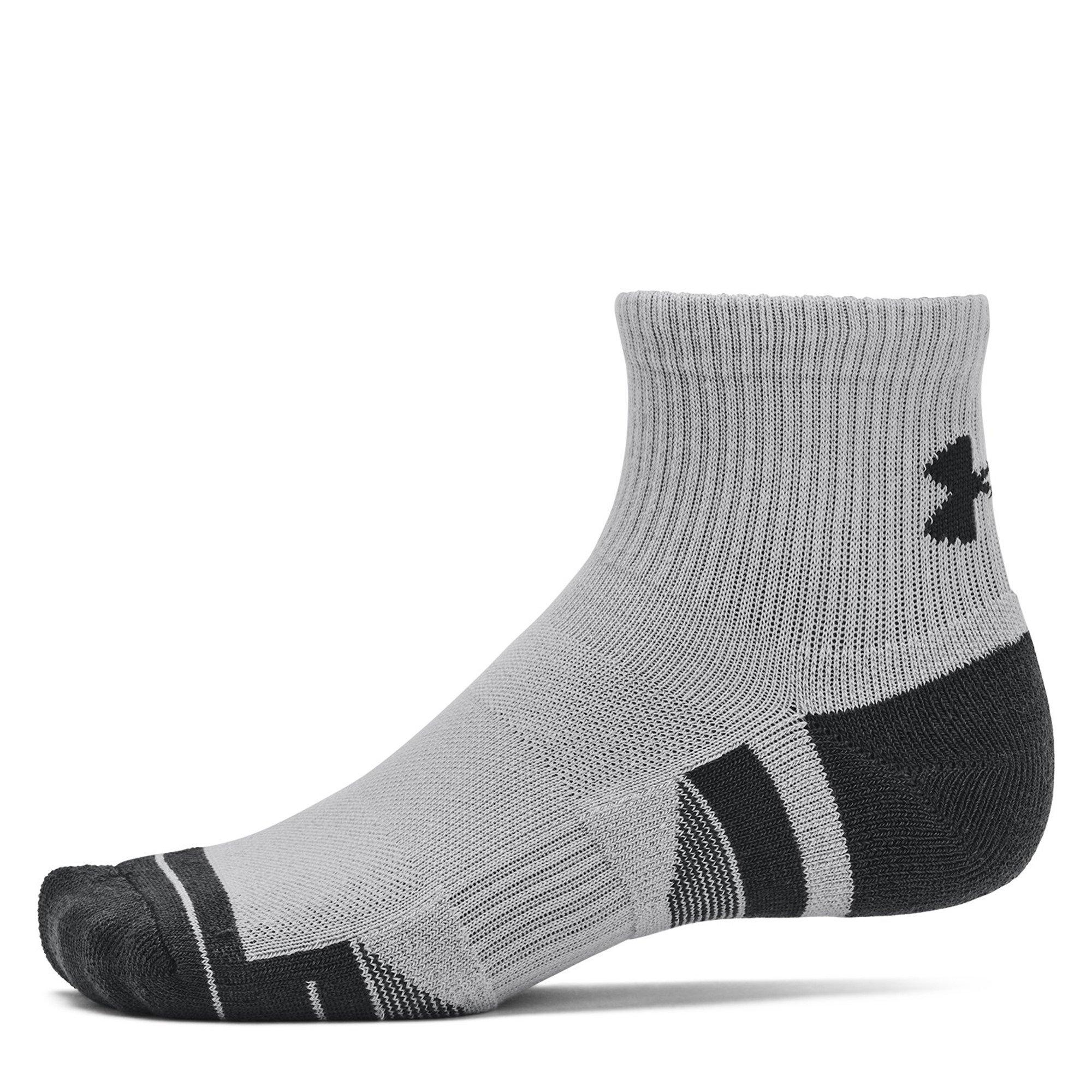 M.Gray/White - Under Armour - Performance Quarter 3 Pack Socks Mens - 3