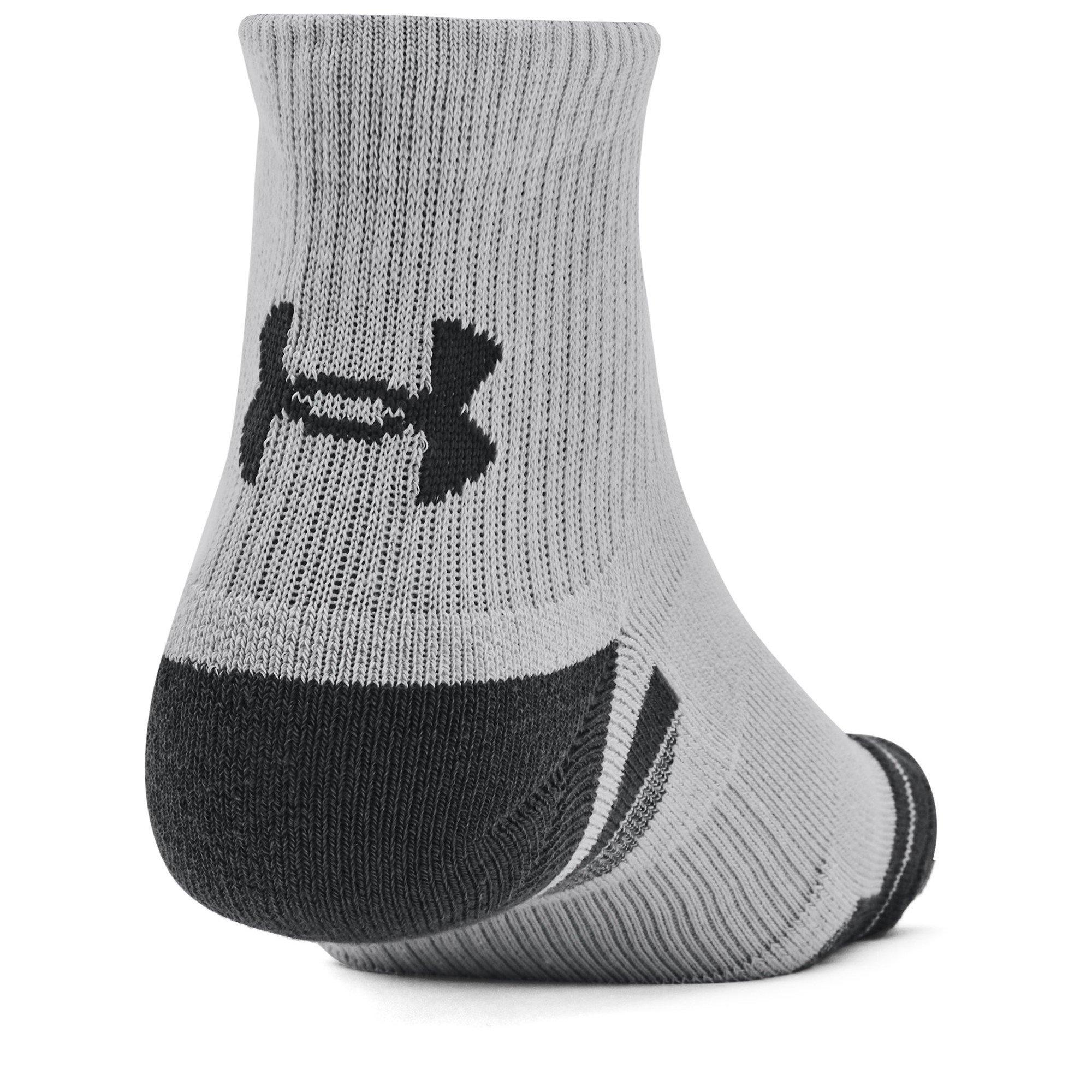 M.Gray/White - Under Armour - Performance Quarter 3 Pack Socks Mens - 4