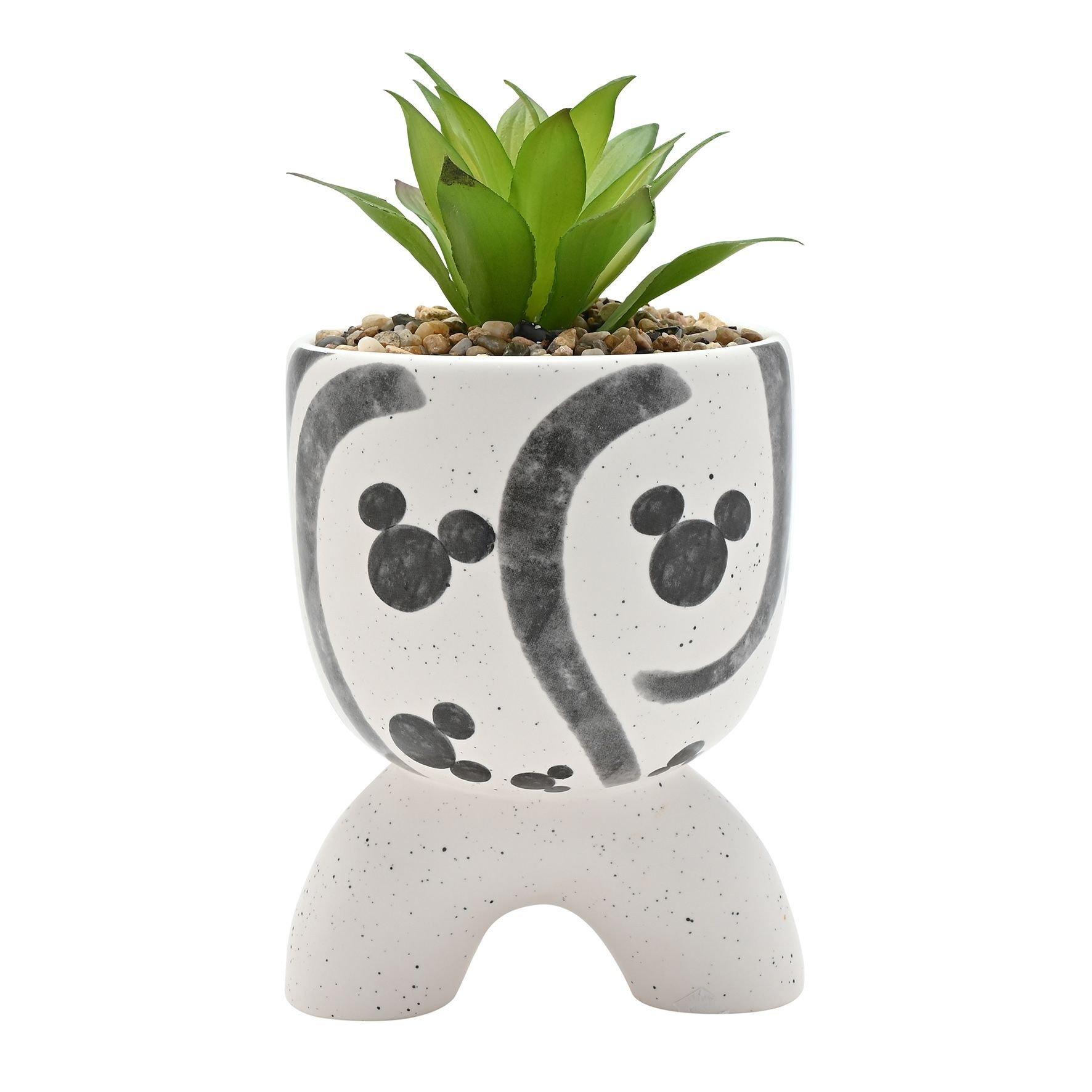 White - Disney - Disney Mickey Shapes Arch-Footed Planter with Faux - 1