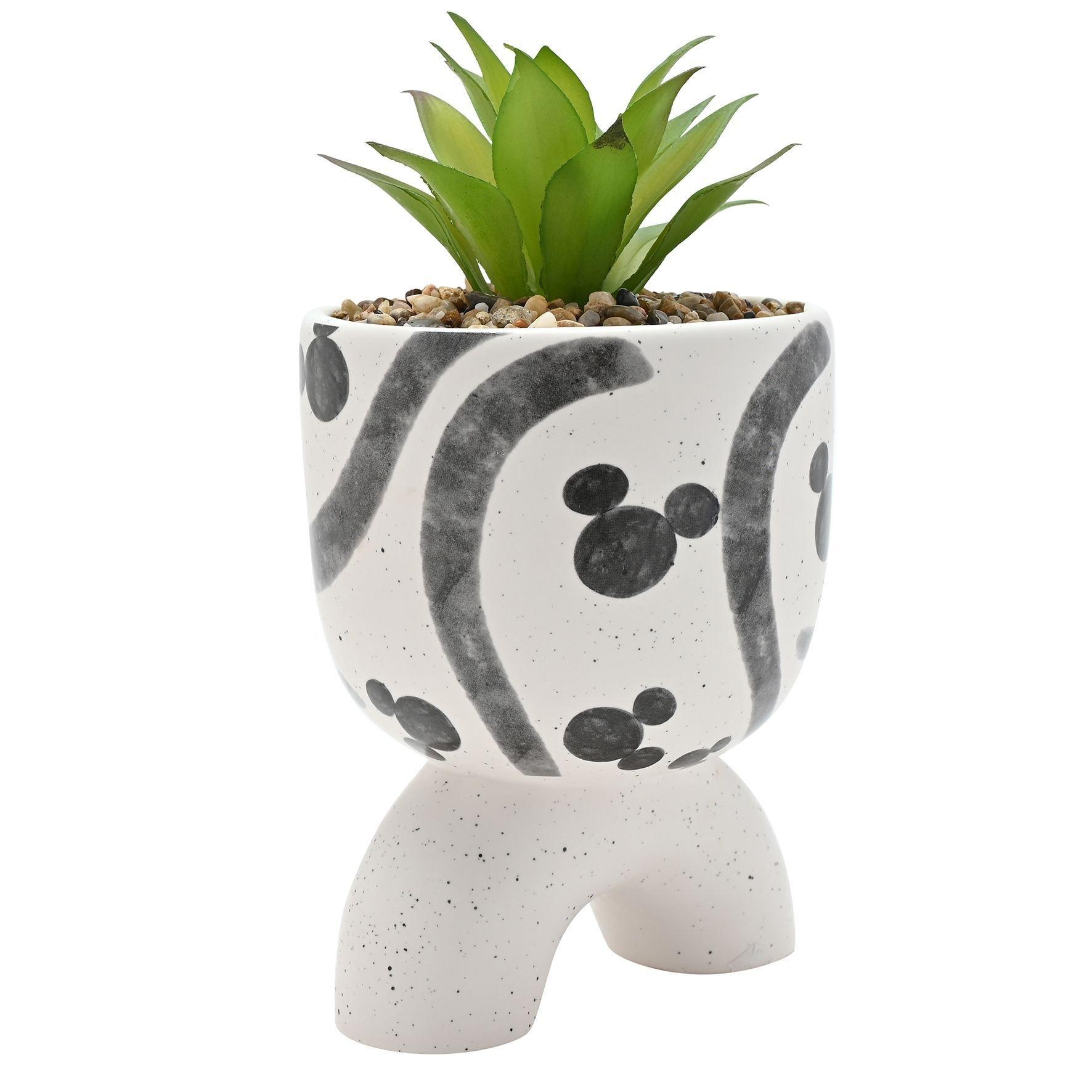 White - Disney - Disney Mickey Shapes Arch-Footed Planter with Faux - 3