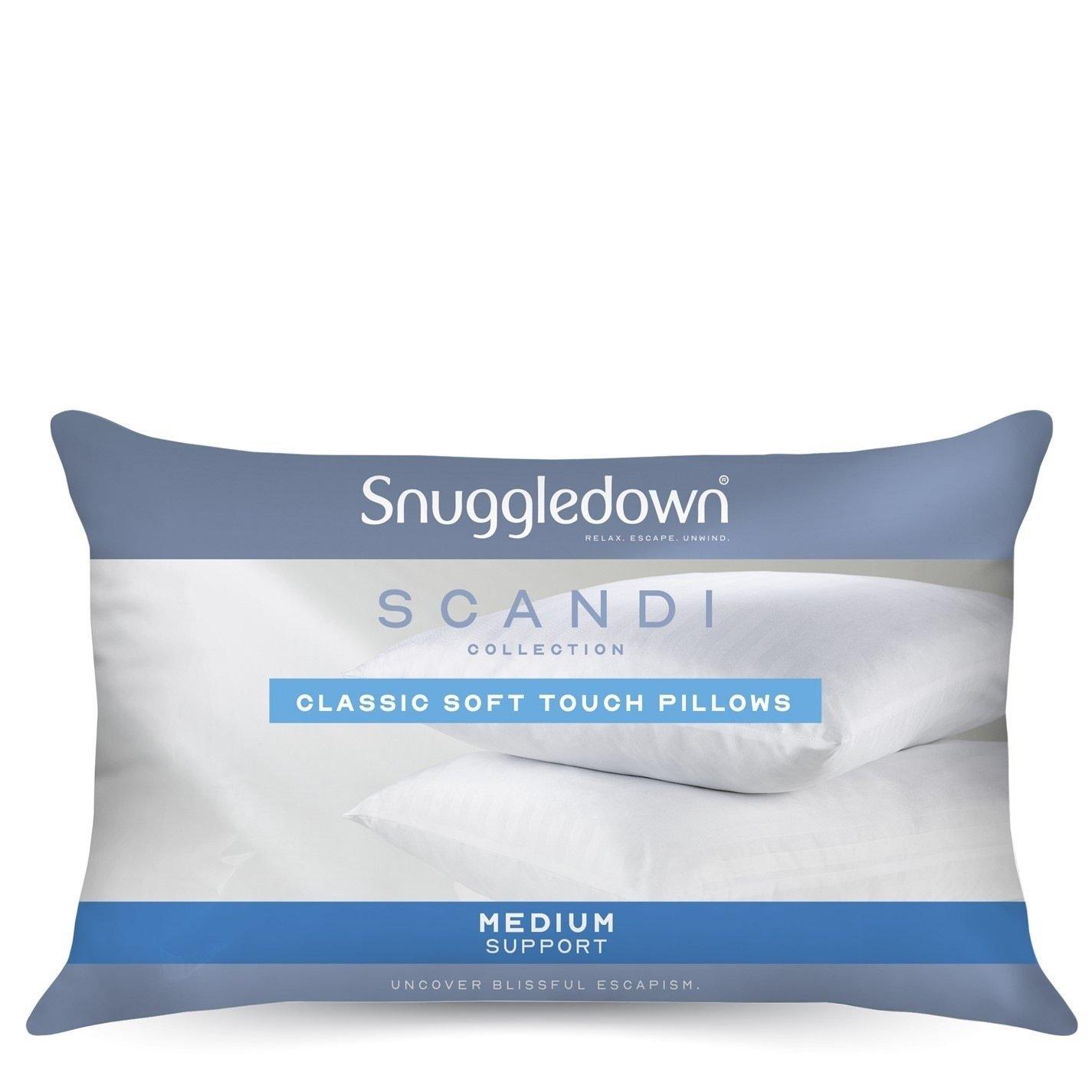 Snuggledown  Scandinavian Hollowfibre Medium Support Pillow - White - 2 Pack