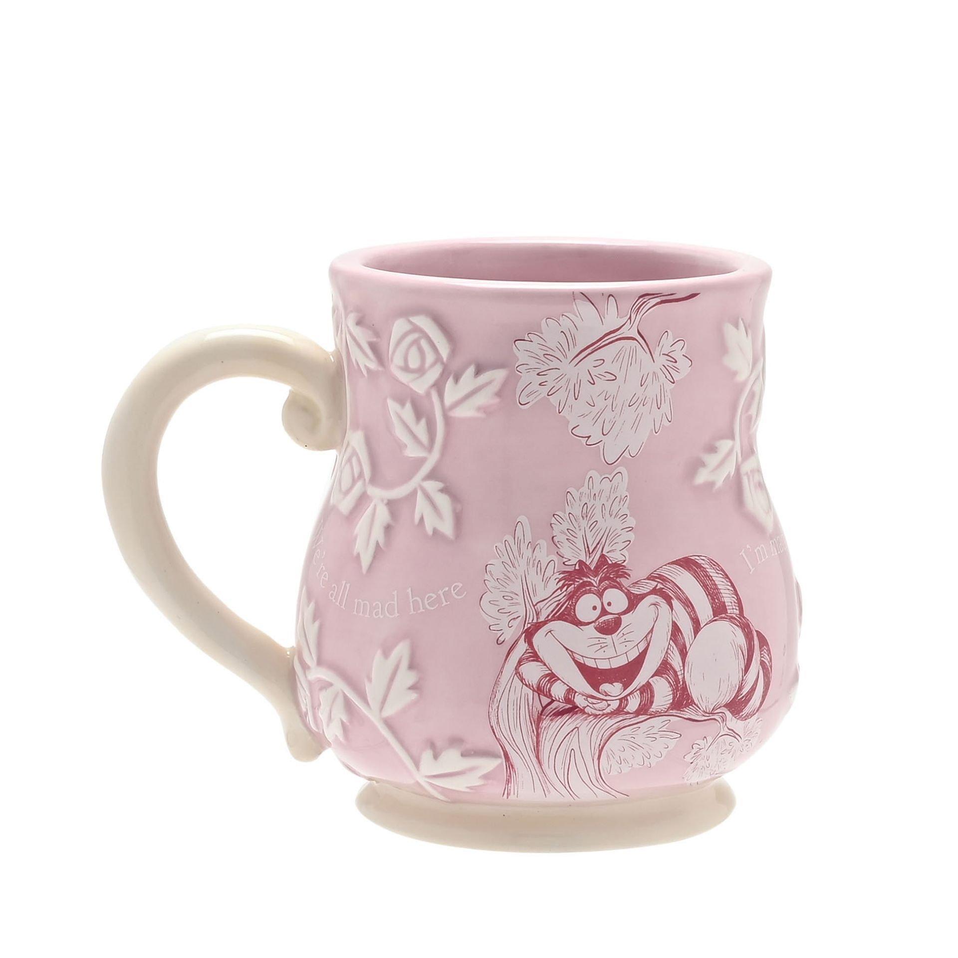 Disney  Alice In Wonderland Embossed Mug - Cheshire - Pink - Small