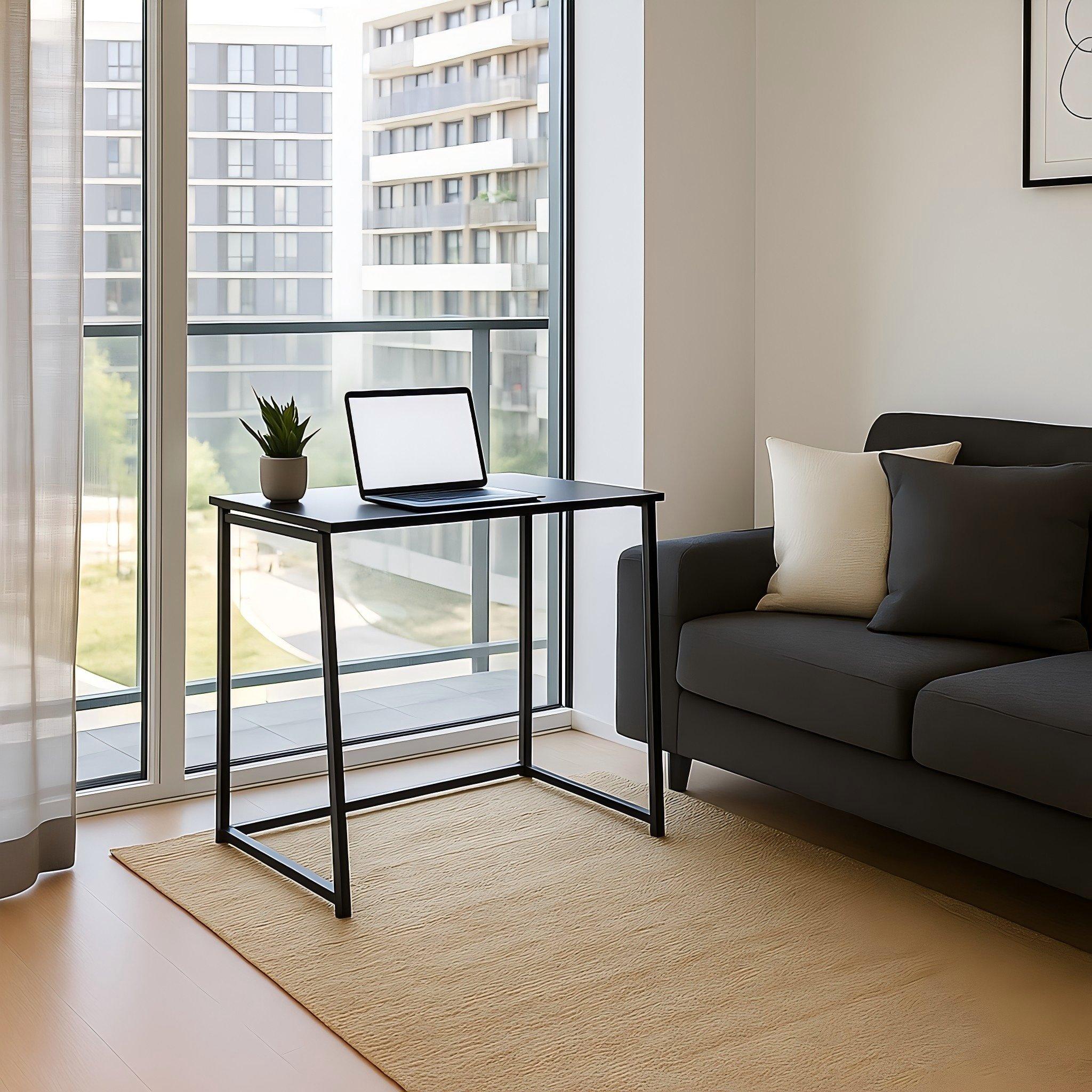 Black - Urban Meuble - Foldable Dressing Table with Metal Frame - 1