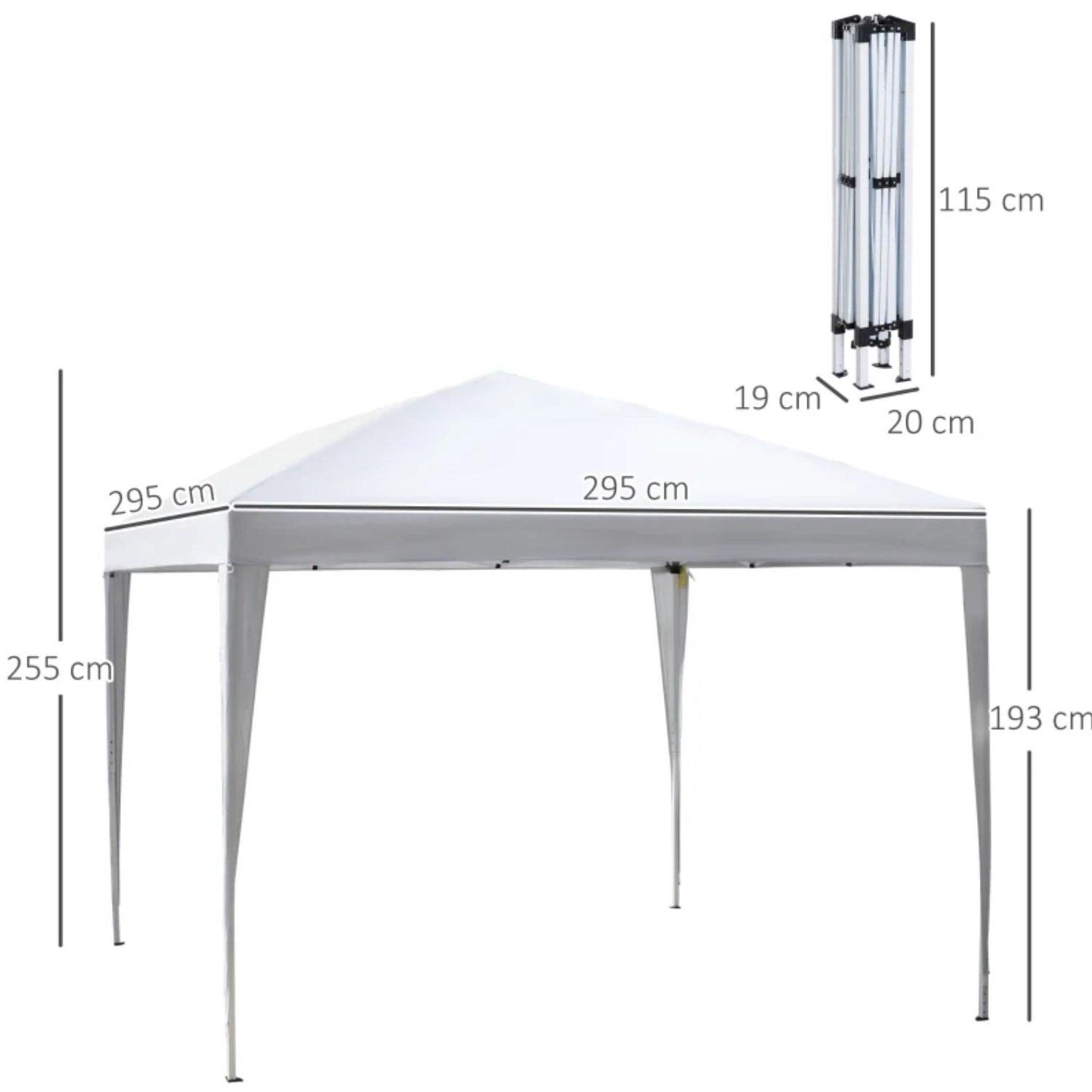White - Outsunny - 3 x 3M Garden Pop Up Gazebo - 3