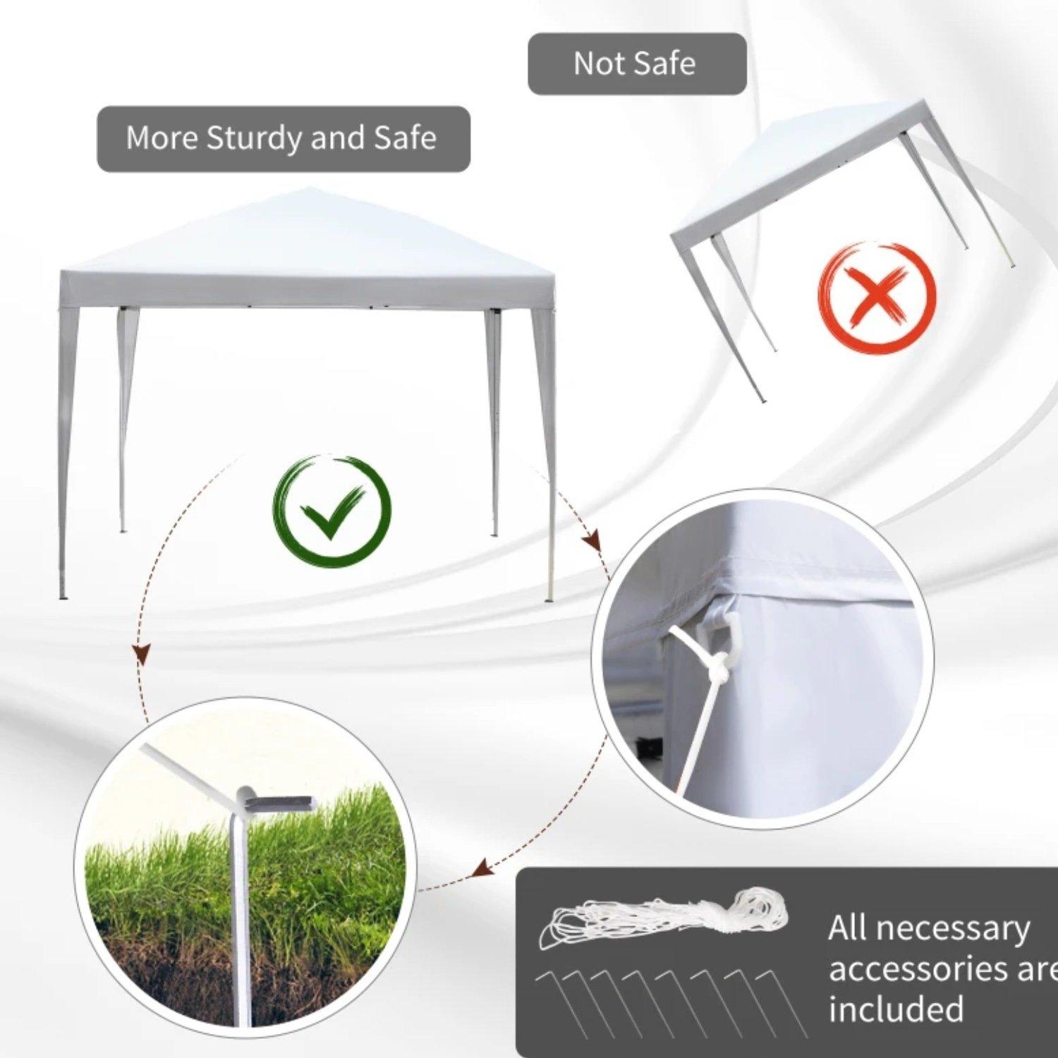 White - Outsunny - 3 x 3M Garden Pop Up Gazebo - 6