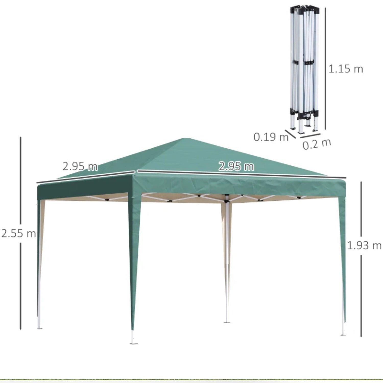 Green - Outsunny - 3 x 3M Garden Pop Up Gazebo - 3