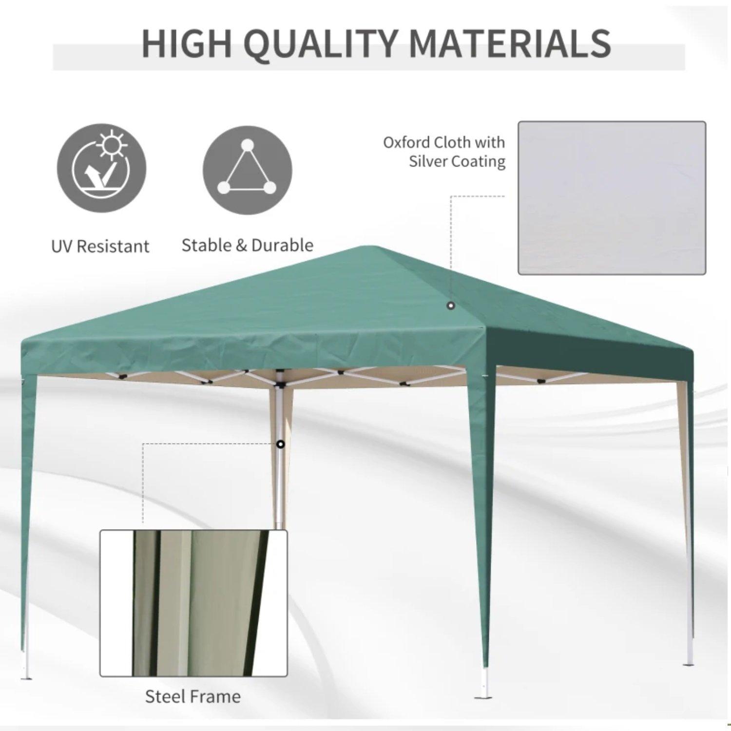 Green - Outsunny - 3 x 3M Garden Pop Up Gazebo - 4