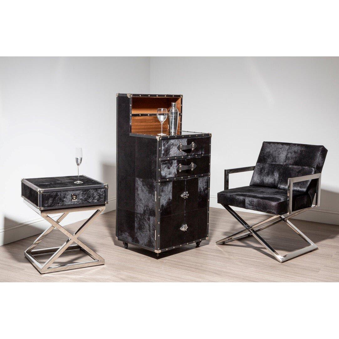 Black - Premier Housewares - Kensington Townhouse Hair On Hide Side Table - 2