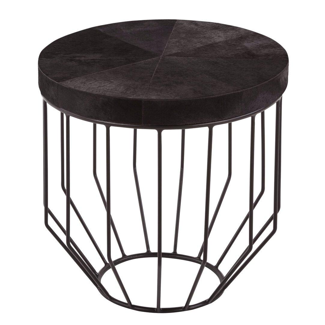 Fifty Five South  Kensington Townhouse Hair On Hide Round Side Table - Black