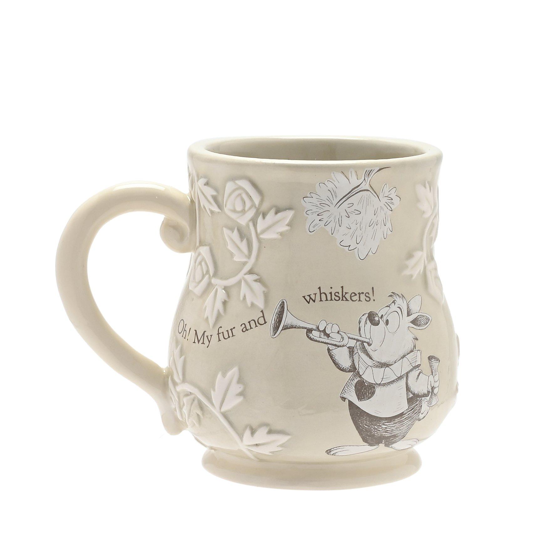 Disney  Alice In Wonderland Embossed Mug - White Ra - Stone - Small