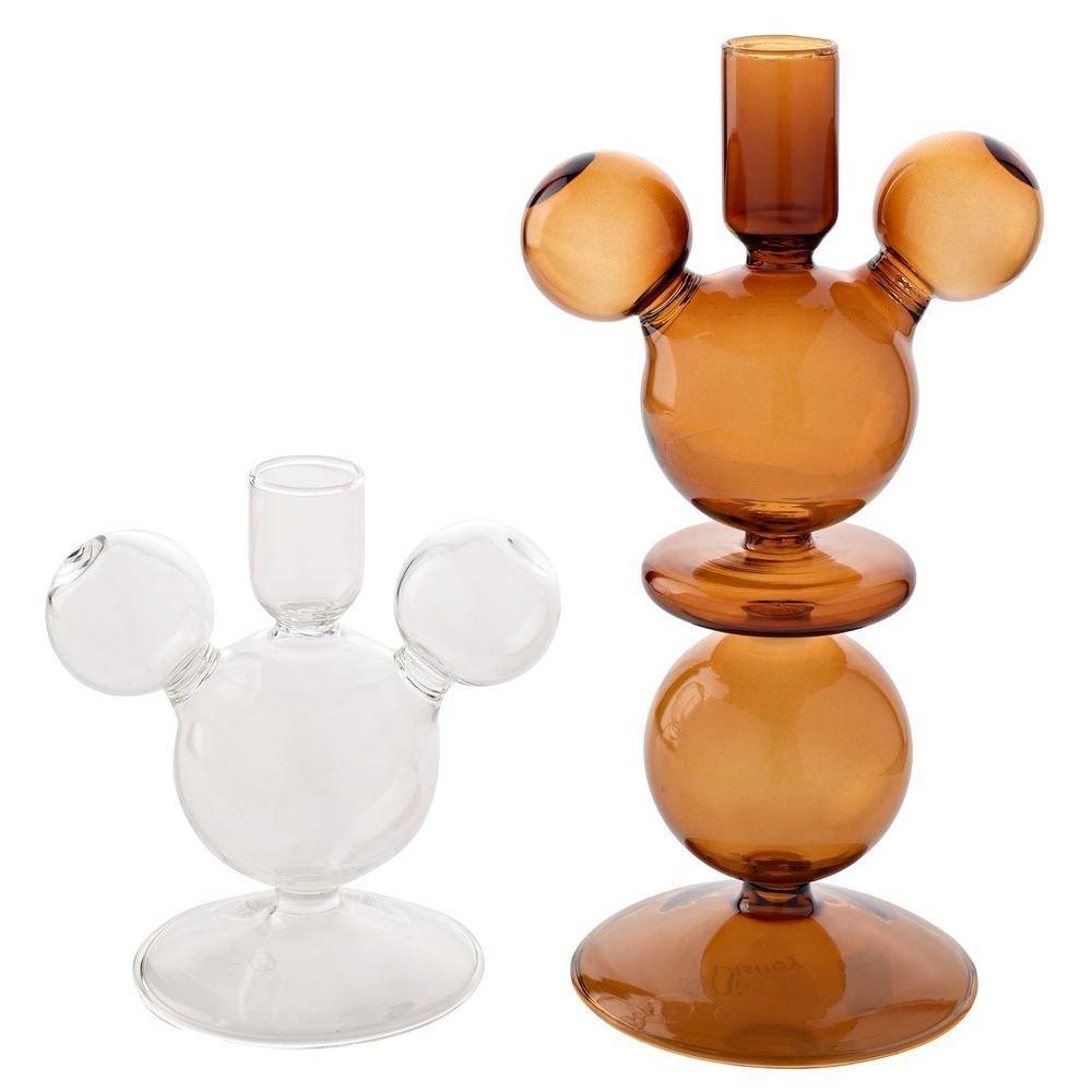 Clear - Disney - Disney Set Of 2 Mickey Shaped Glass Taper Candle H - 1