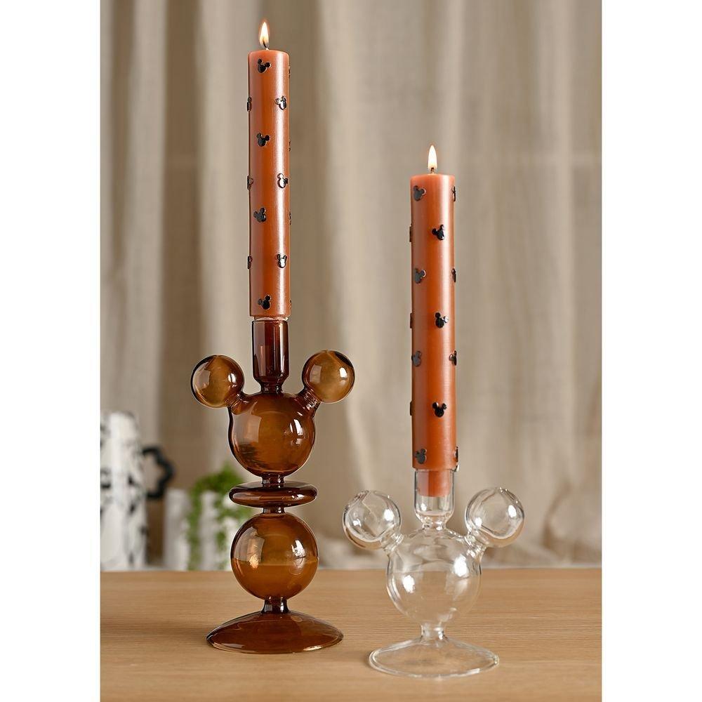 Clear - Disney - Disney Set Of 2 Mickey Shaped Glass Taper Candle H - 2