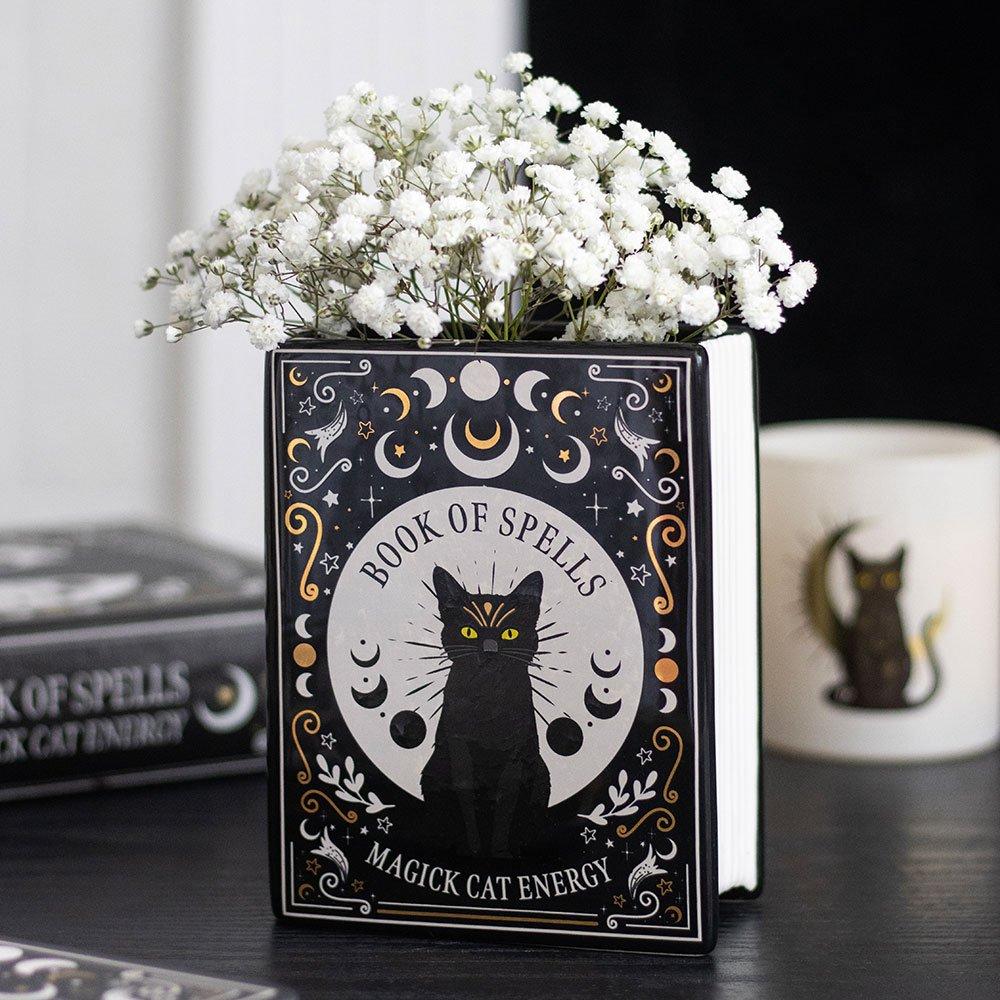 Black - Something Different - Black Cat Magick Book Shaped Flower Vase - 1