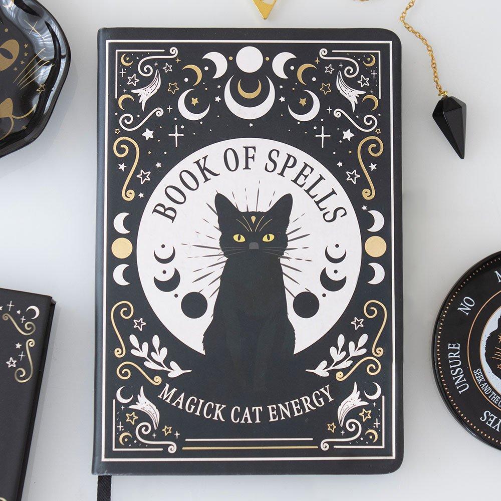 Black - Something Different - Black Cat Magick Book of Spells A5 Notebook with P - 1