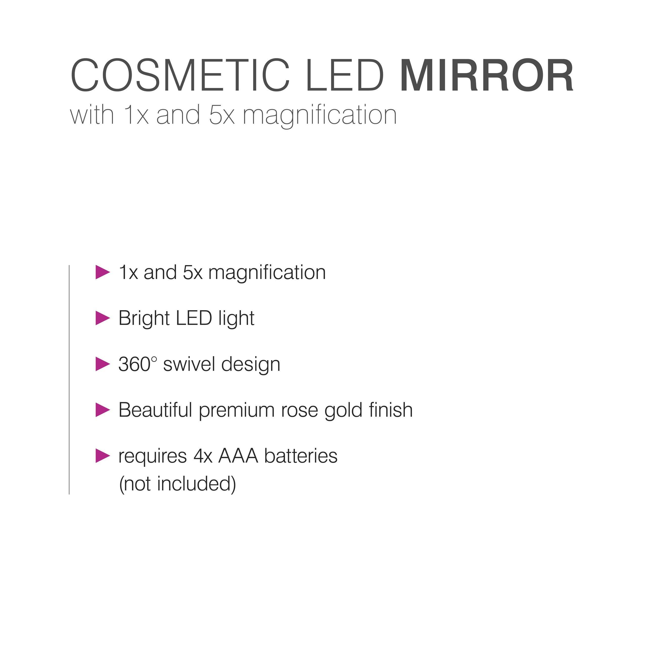 Rose Gold - Rio - Rio Rose Gold Double Sided LED Cosmetic Mirror - 2
