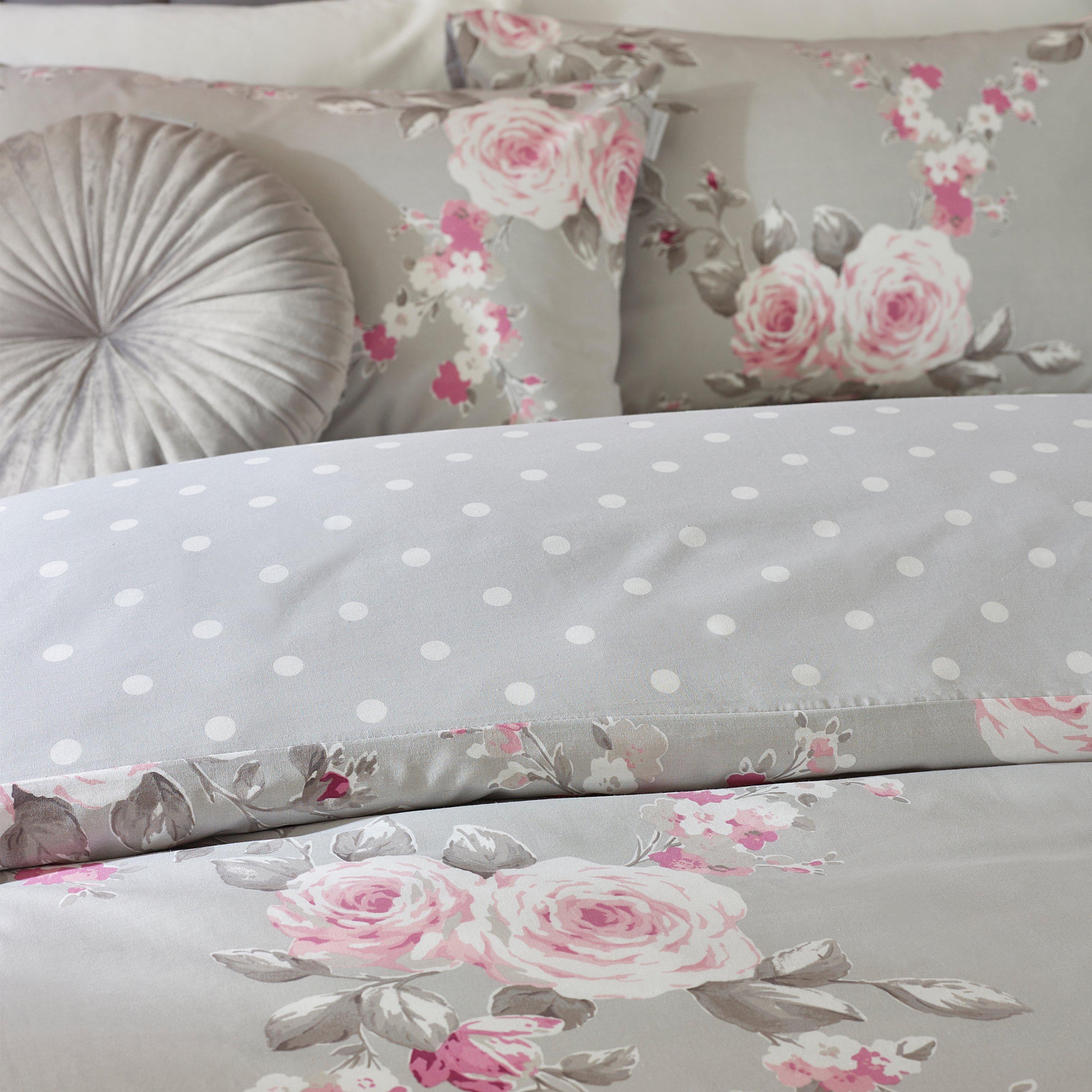Grey - Catherine Lansfield - Canterbury Floral Reversible Duvet Cover Set - 4
