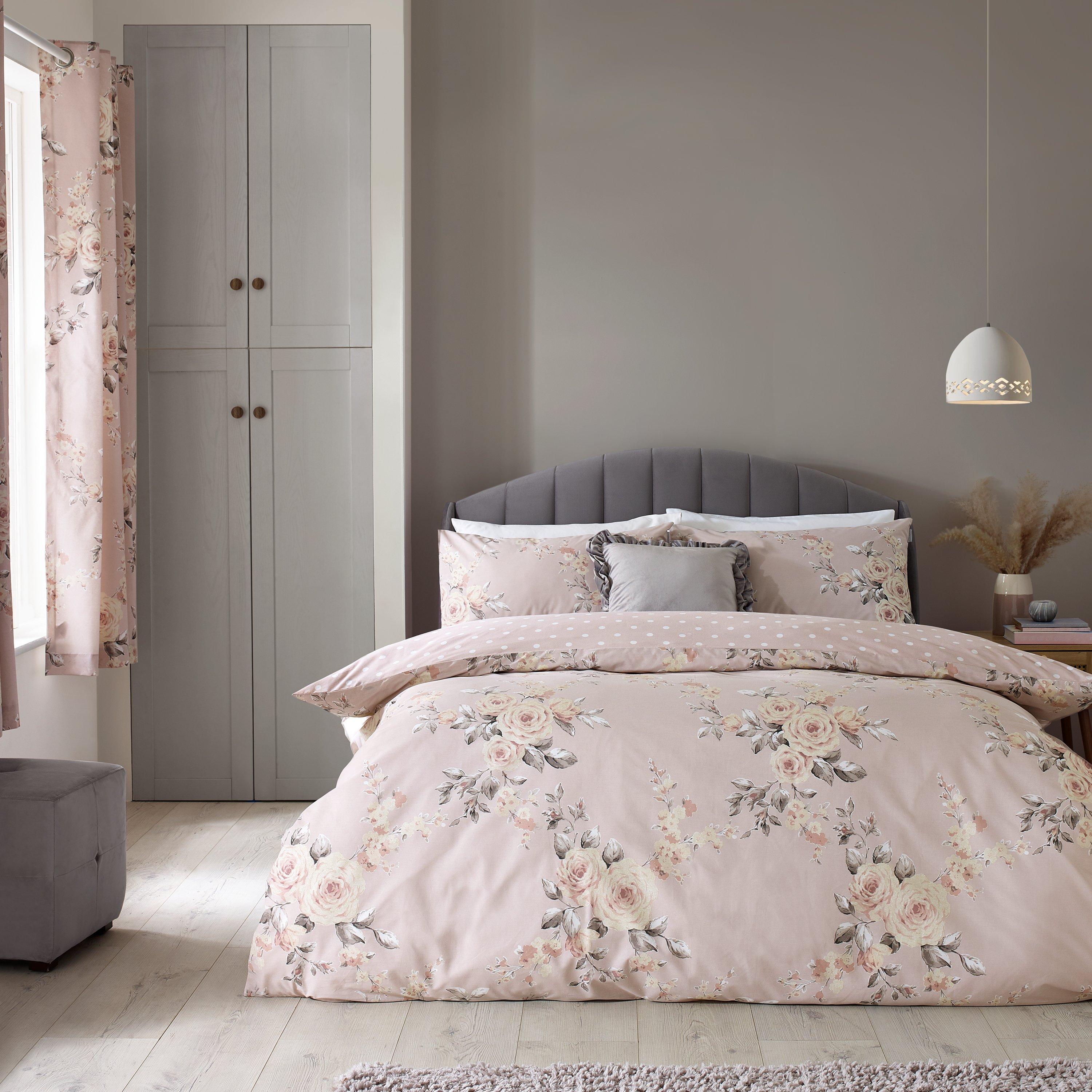 Blush Pink - Catherine Lansfield - Canterbury Floral Reversible Duvet Cover Set - 1