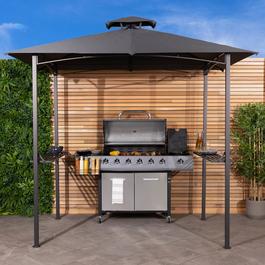 Charles Bentley Steel BBQ Grill Gazebo in Grey