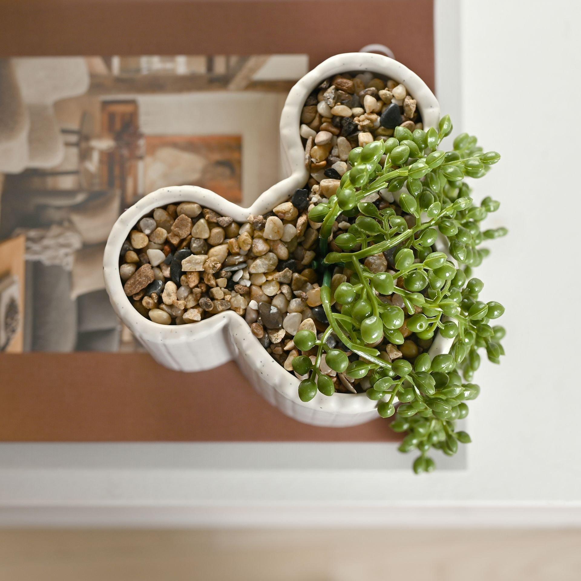 White - Disney - Disney Mickey Shapes Planter with Faux Plant - 4