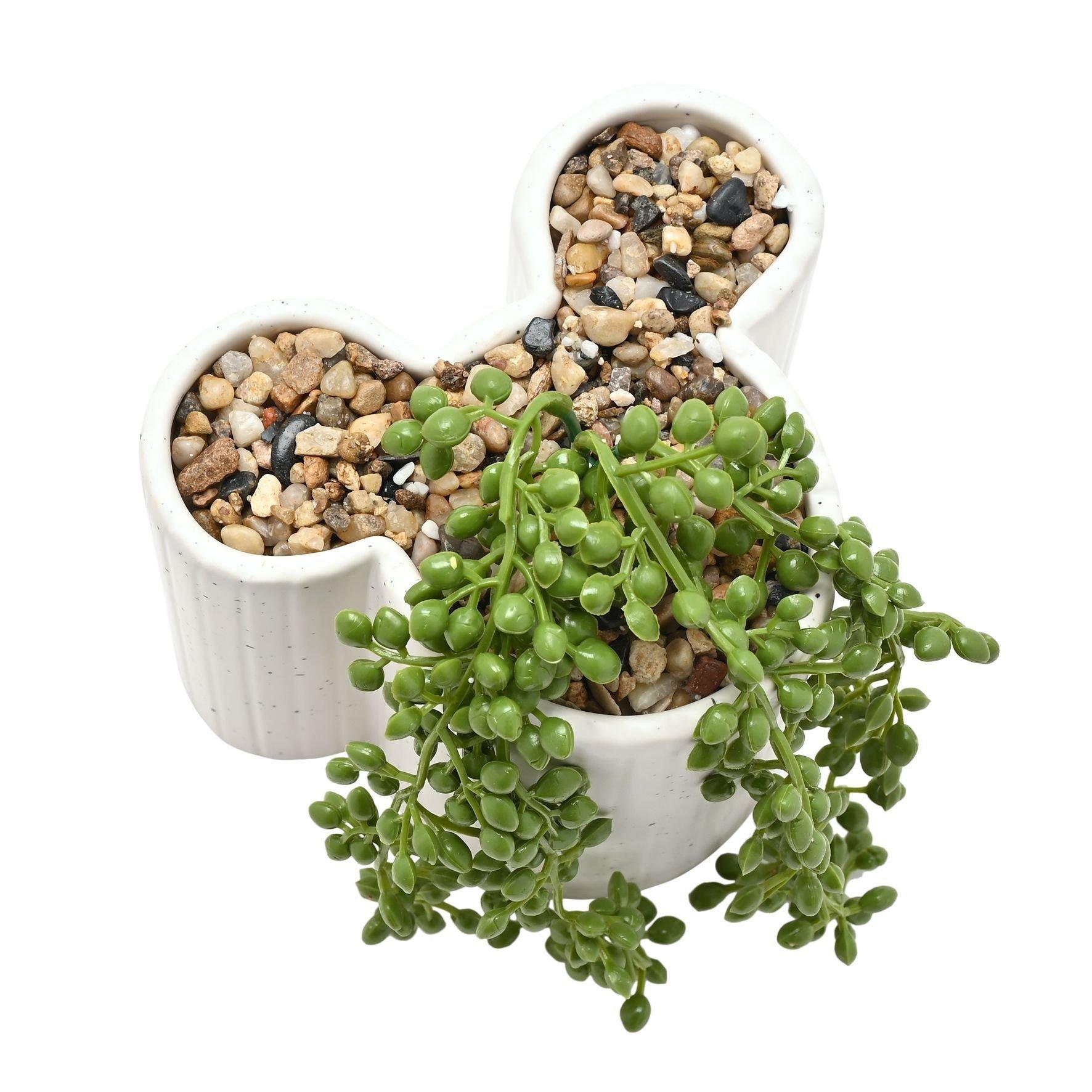 White - Disney - Disney Mickey Shapes Planter with Faux Plant - 5