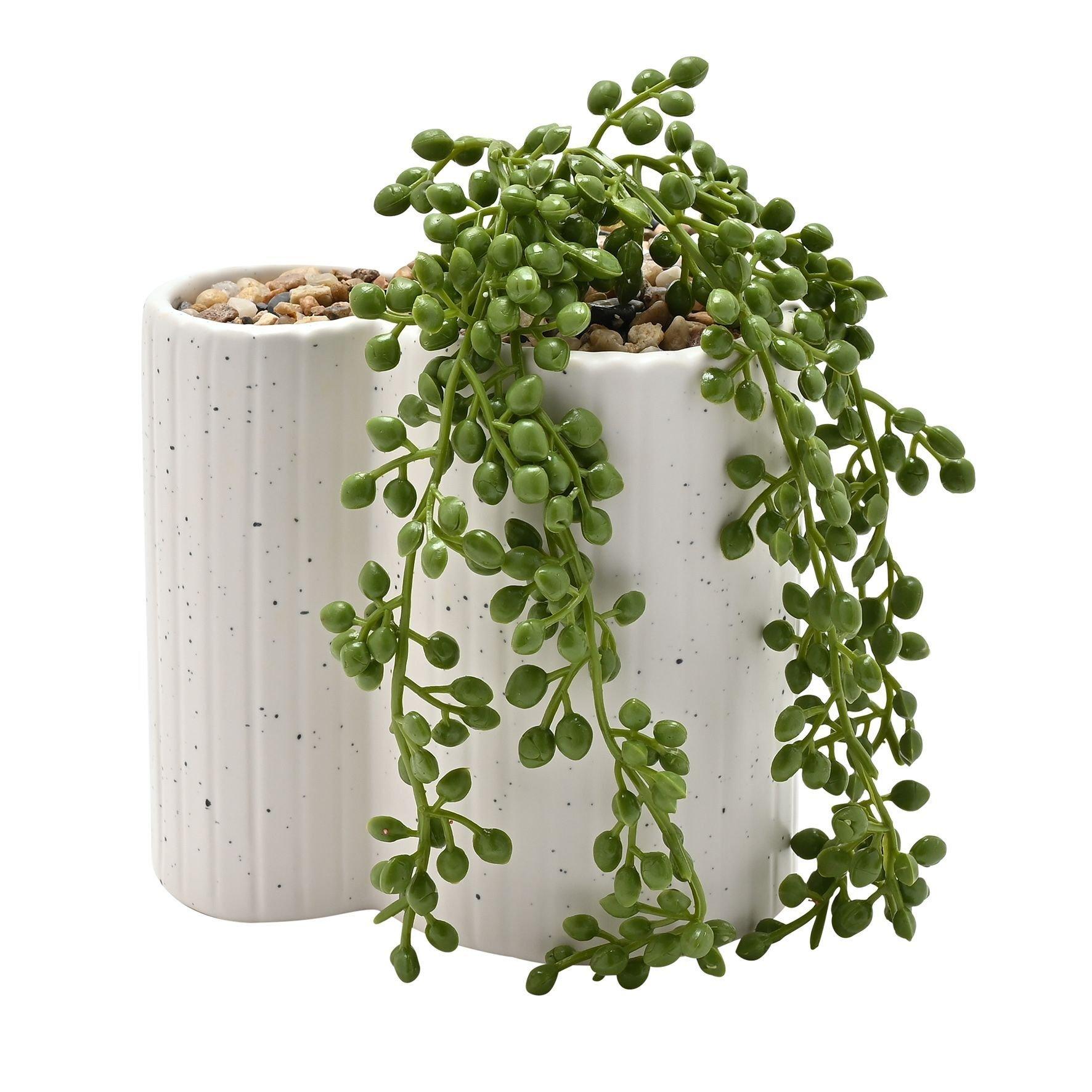 White - Disney - Disney Mickey Shapes Planter with Faux Plant - 6