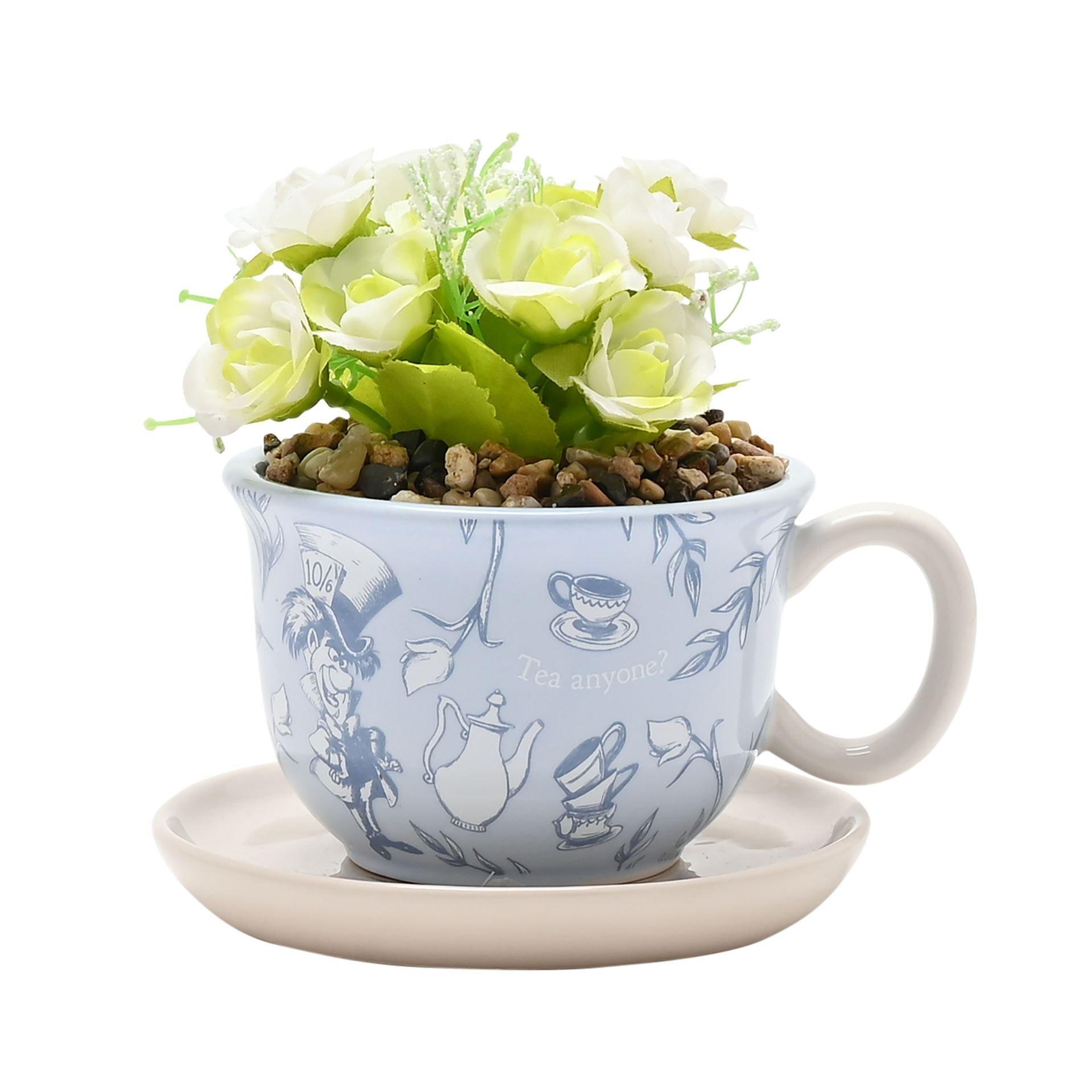 Blue - Disney - Disney Alice in Wonderland Teacup Planter with Fau - 1