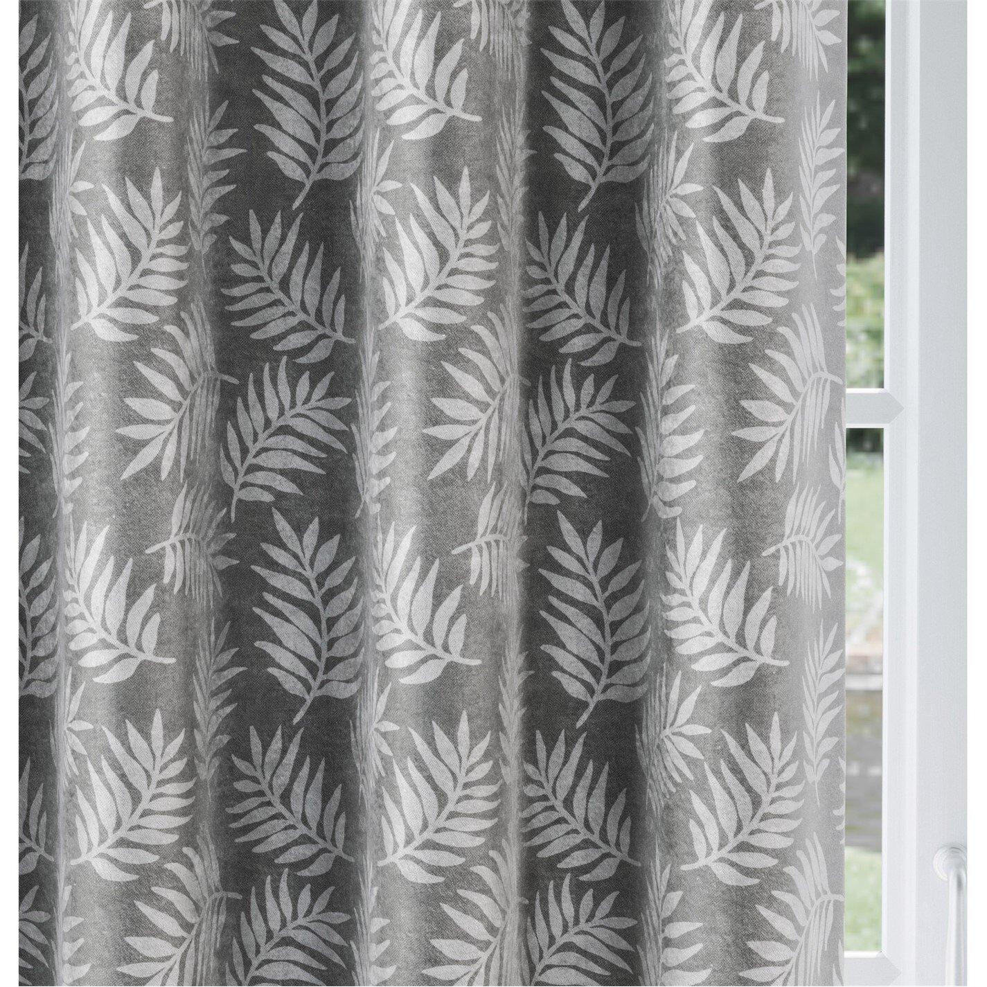 Grey - Enhanced Living - Oakland Grey Leaf Pattern, Thermal Room Darkening - 3