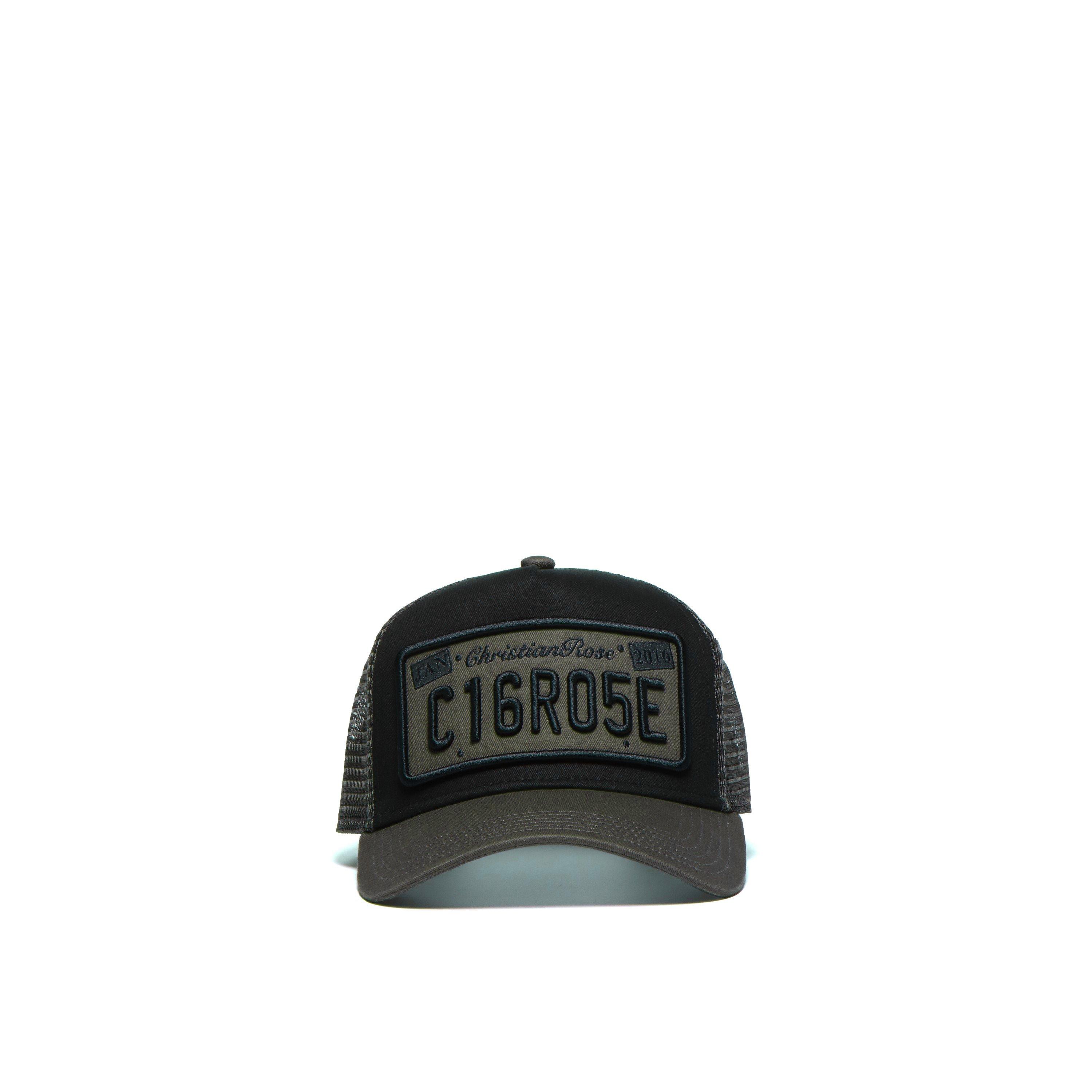 Black/Grey - Christian Rose - Men's Private Plate Trucker Cap - 3