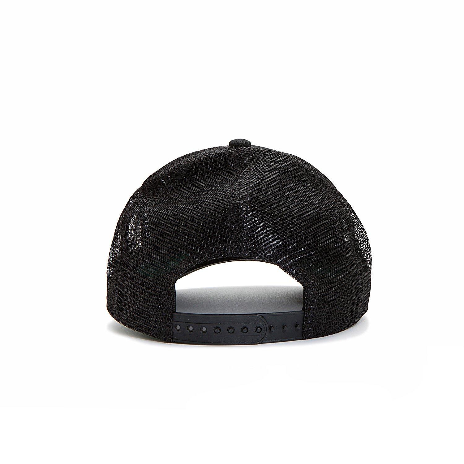 Black/Black - Christian Rose - Men's Iconic Structured Mesh Trucker Cap - 3