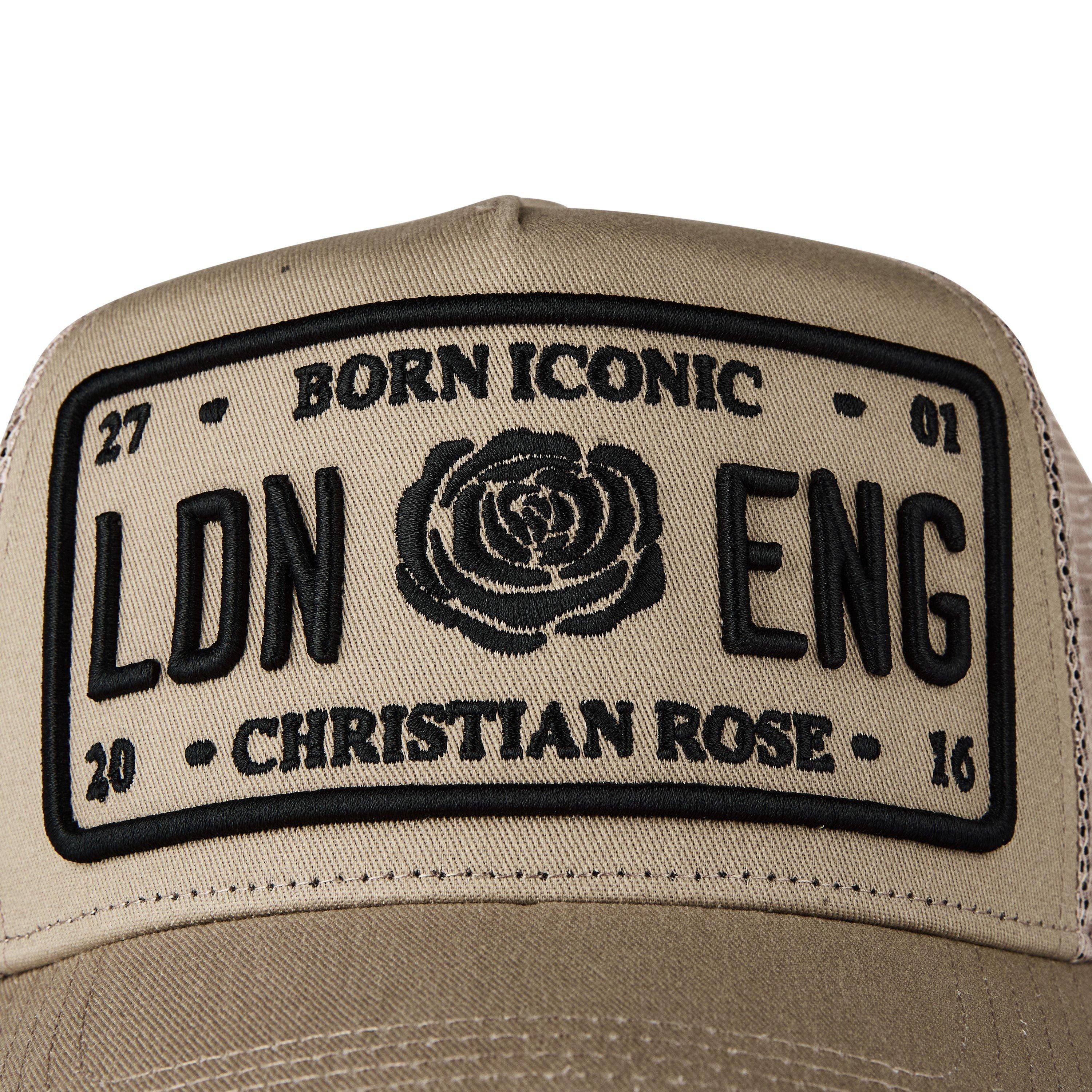 Sand/Black - Christian Rose - Men's Iconic Trucker Cap - 3