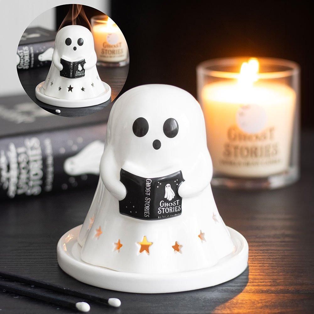 White - Something Different - Ghost Stories Tealight and Incense Cone Holder - 1