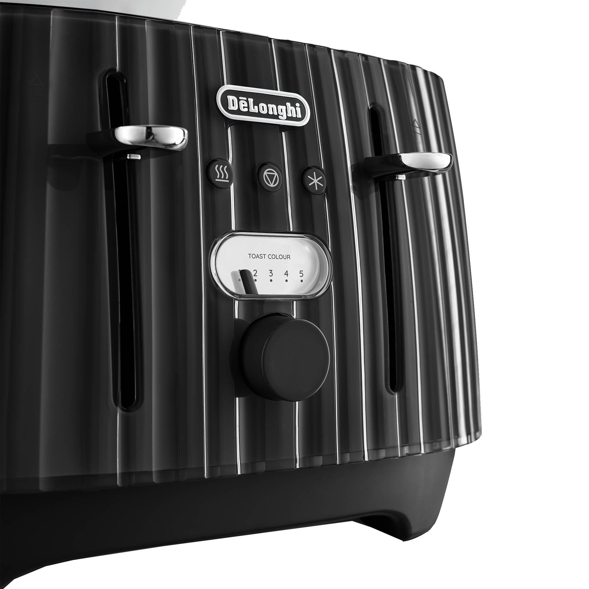 Black - Delonghi - DL3002 4 Slice Ballerina Toaster Black - 3
