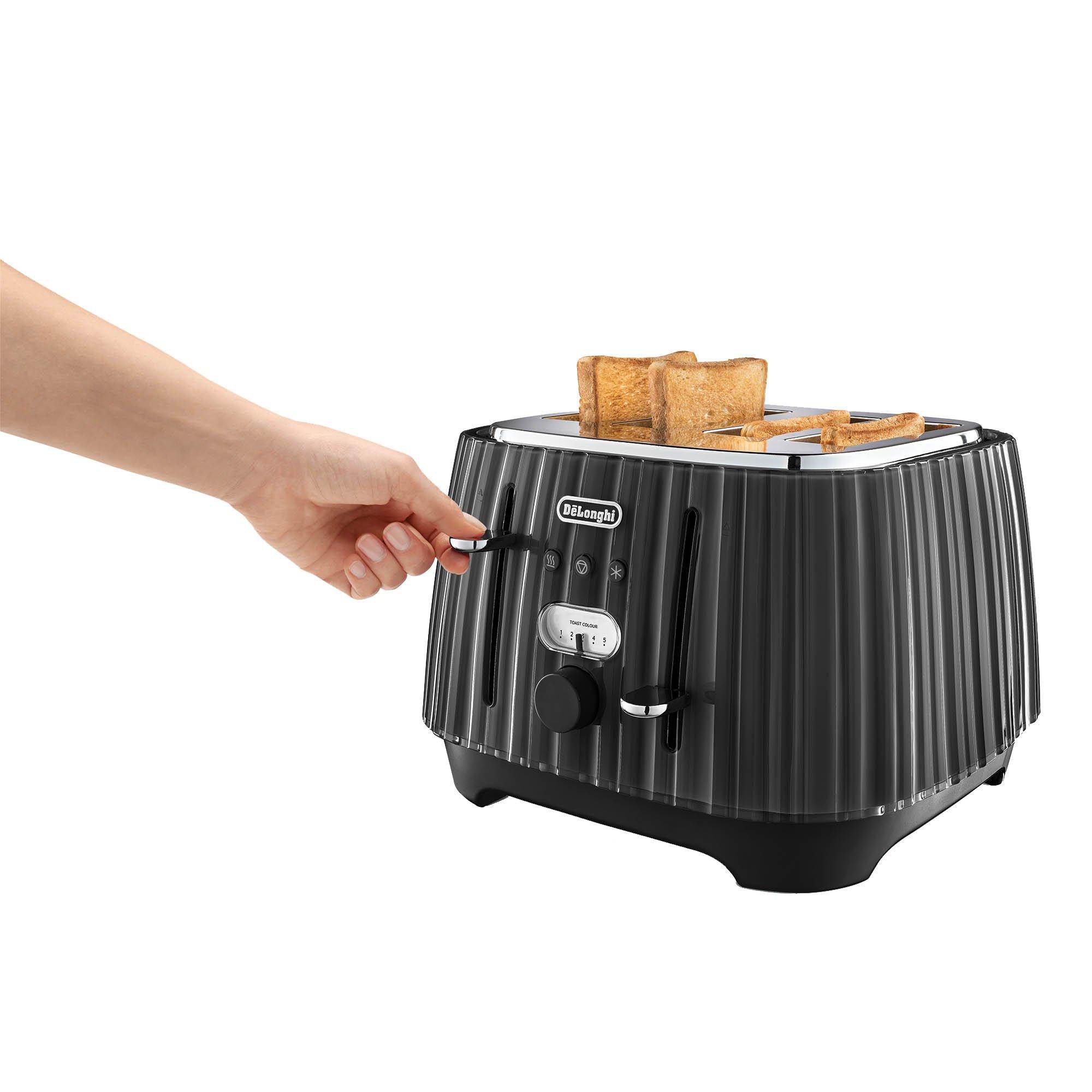 Black - Delonghi - DL3002 4 Slice Ballerina Toaster Black - 5