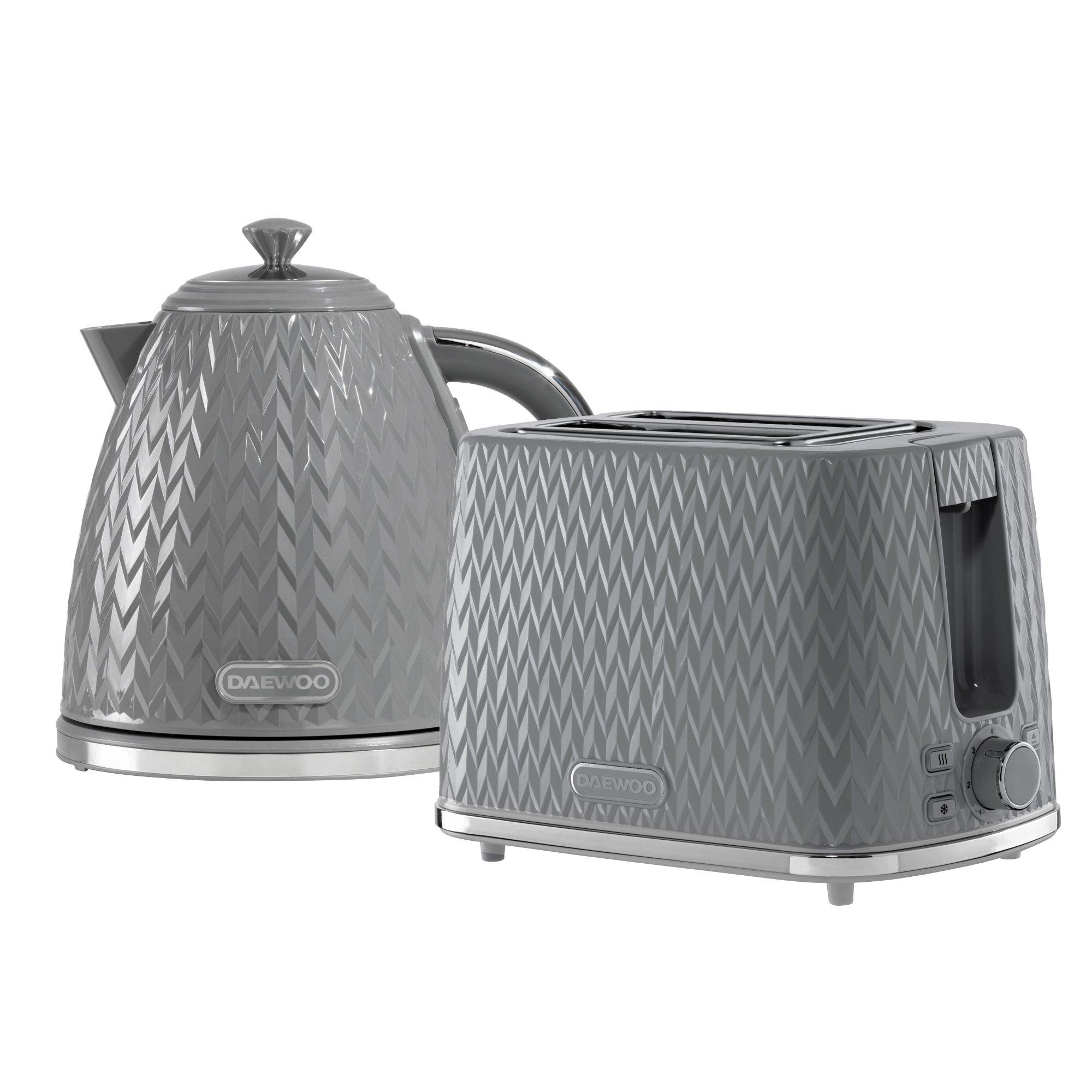 Grey - Daewoo Electricals - Dark Grey Argyle Kettle & 2 Slice Toaster Set - 1