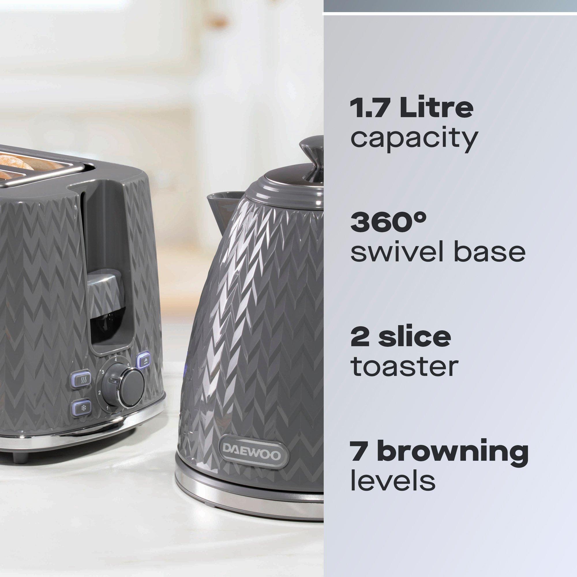 Grey - Daewoo Electricals - Dark Grey Argyle Kettle & 2 Slice Toaster Set - 2