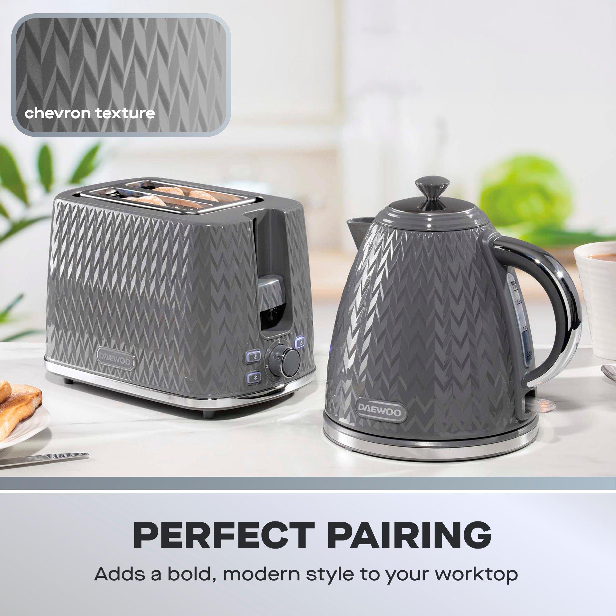 Grey - Daewoo Electricals - Dark Grey Argyle Kettle & 2 Slice Toaster Set - 3