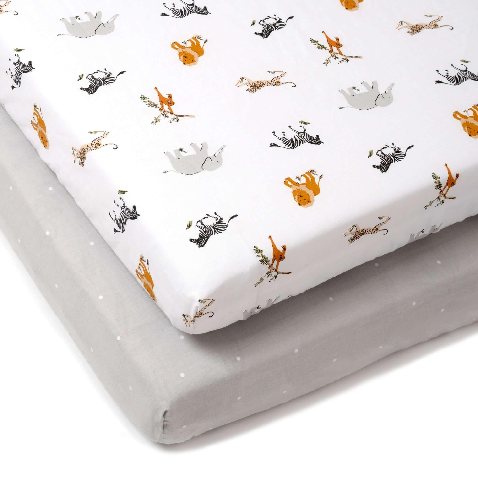 Clair De Lune  Newborn De Lune Jungle Dream 2 Pack Cot Bed Sheets -  - Cot Bed