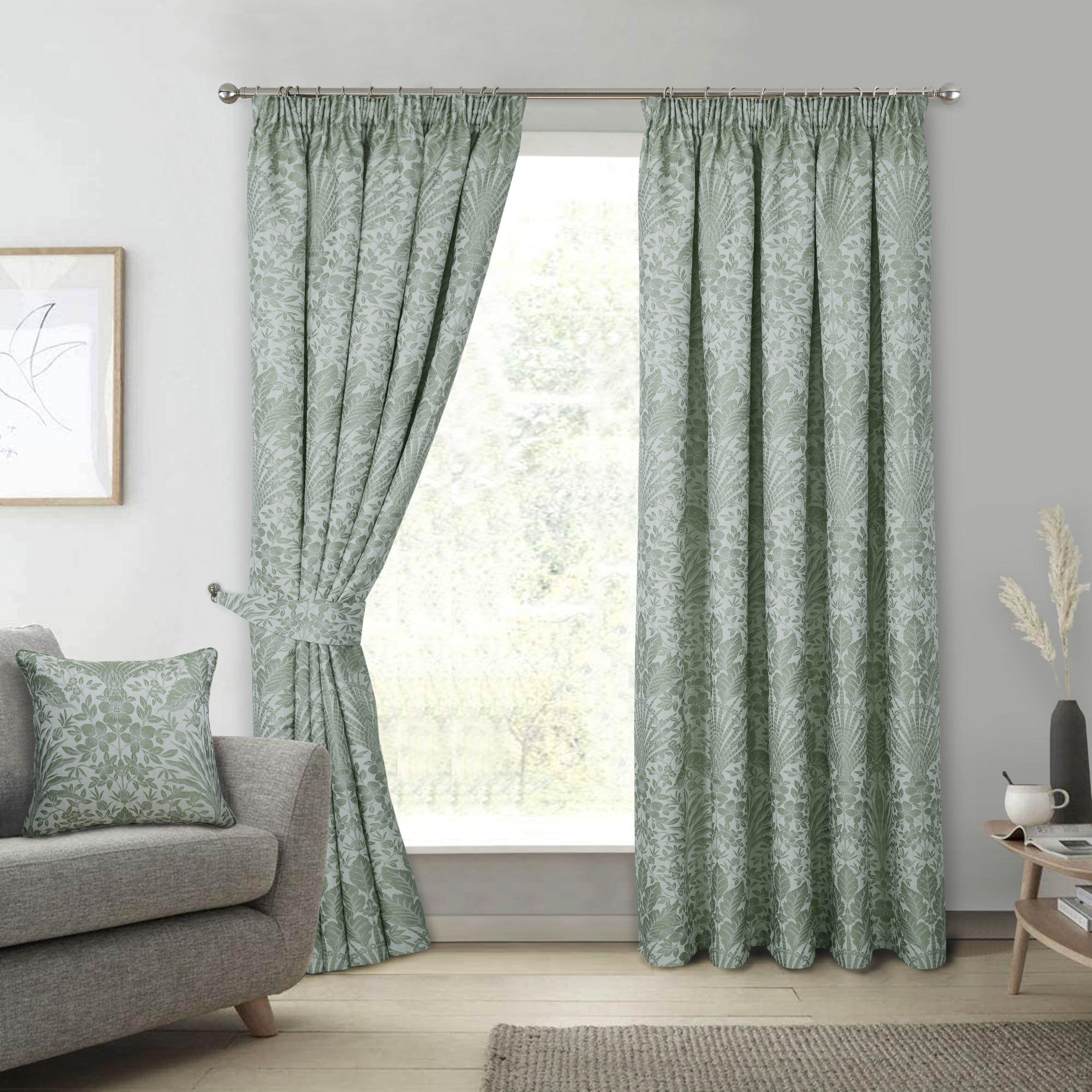 Sage - Sundour - Keswick Floral Pencil Pleat Curtains - 1
