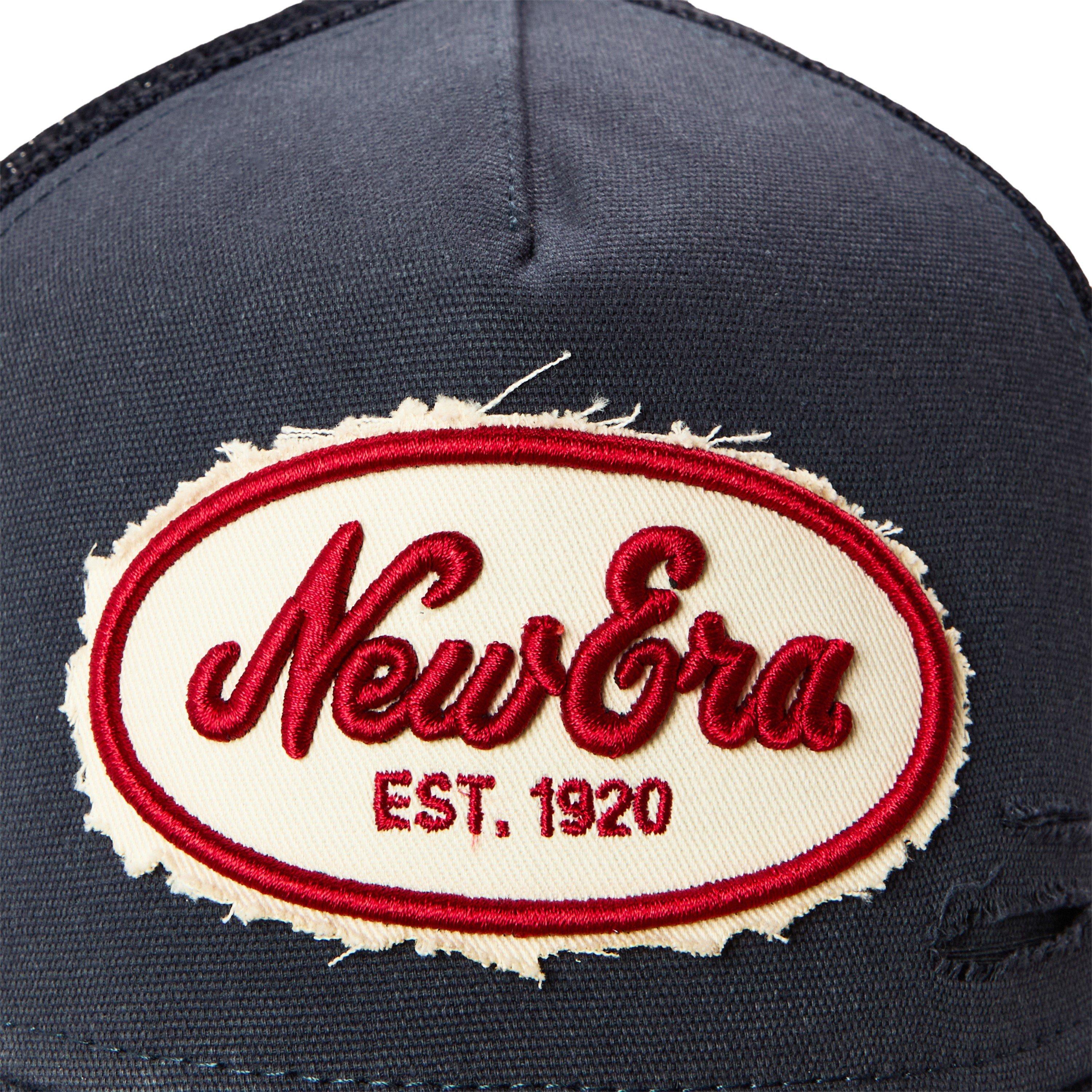 NE Navy - New Era - Oval Canvas Distressed Trucker Cap - 4
