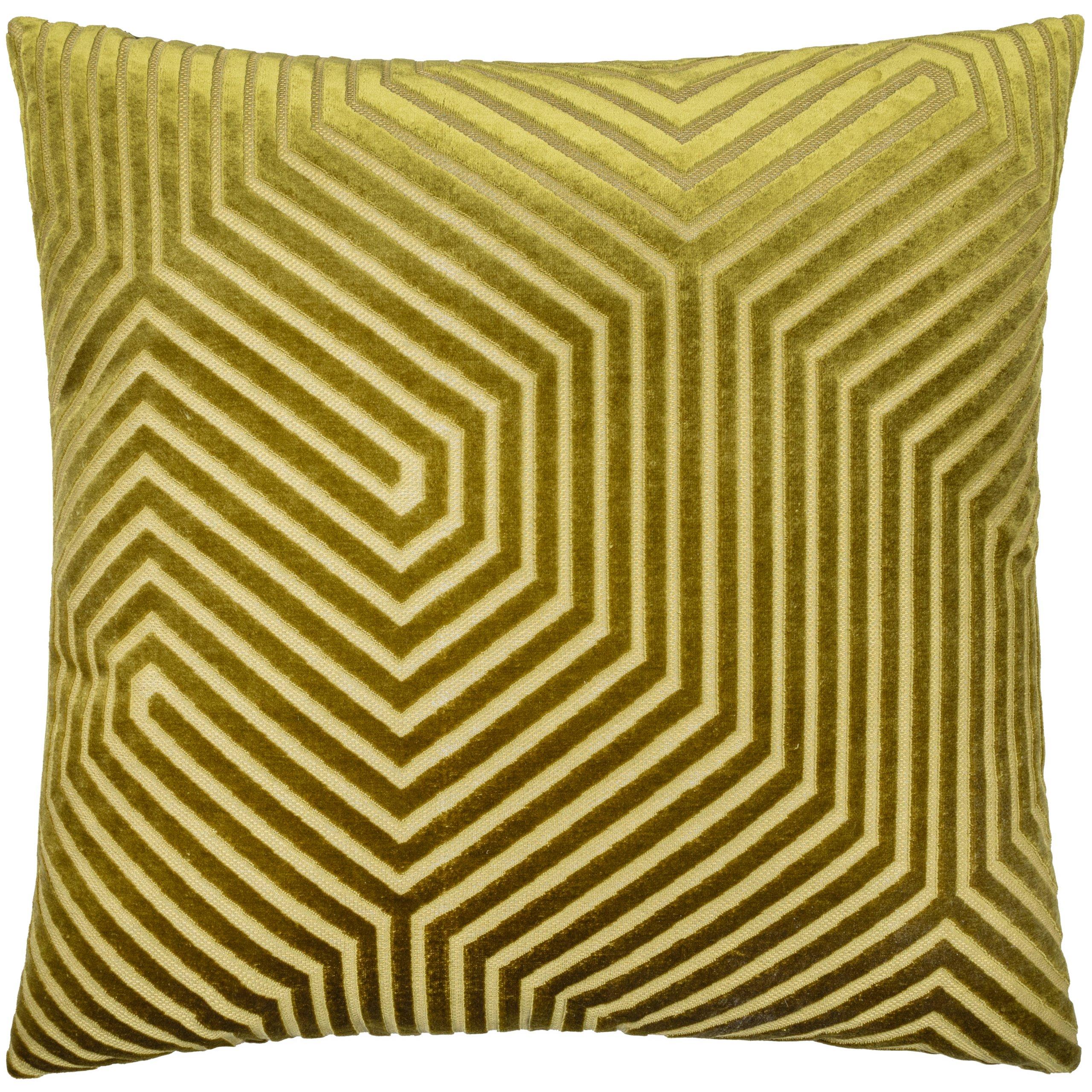 Olive - Paoletti - Evoke Cut Velvet Feather Filled Cushion - 1