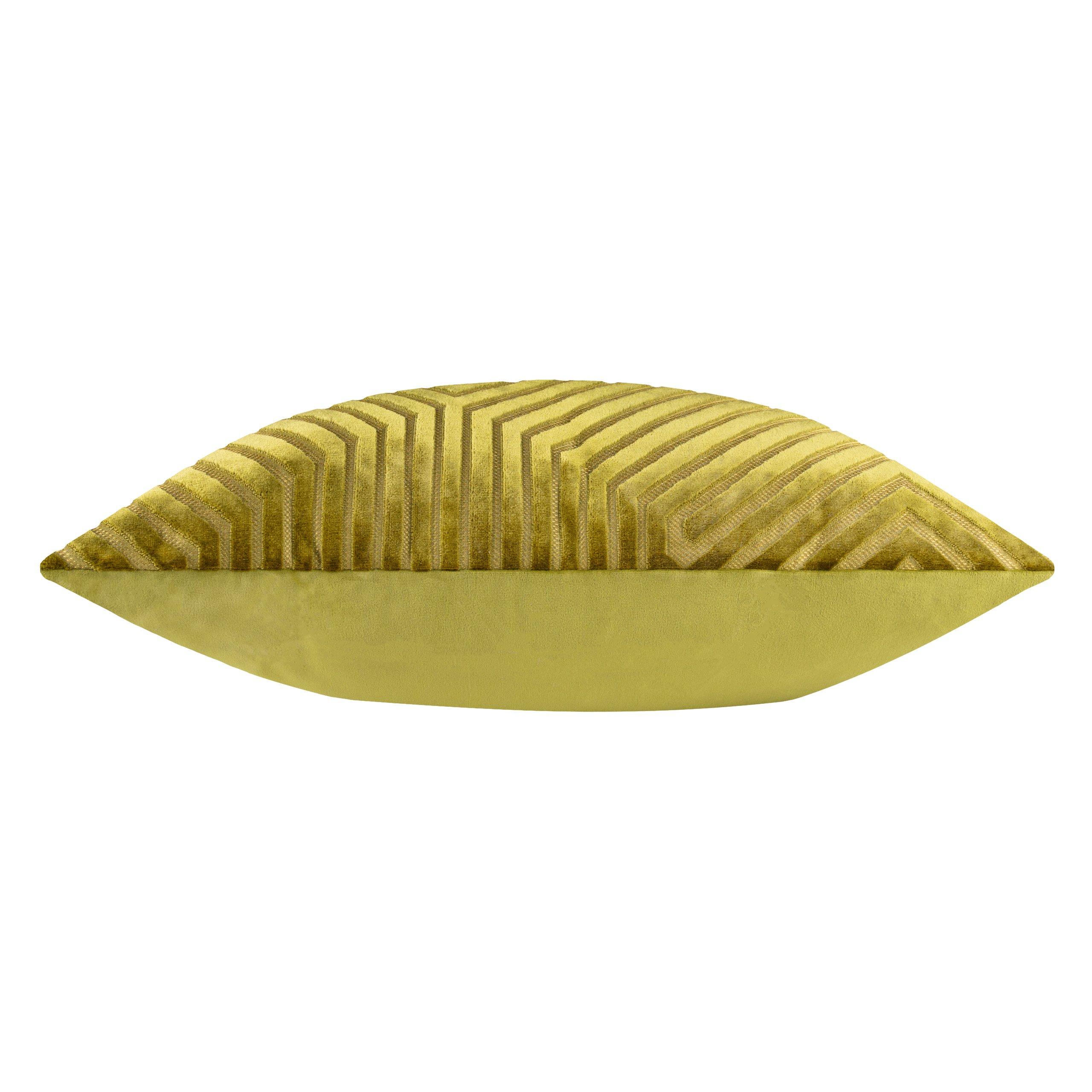 Olive - Paoletti - Evoke Cut Velvet Feather Filled Cushion - 5