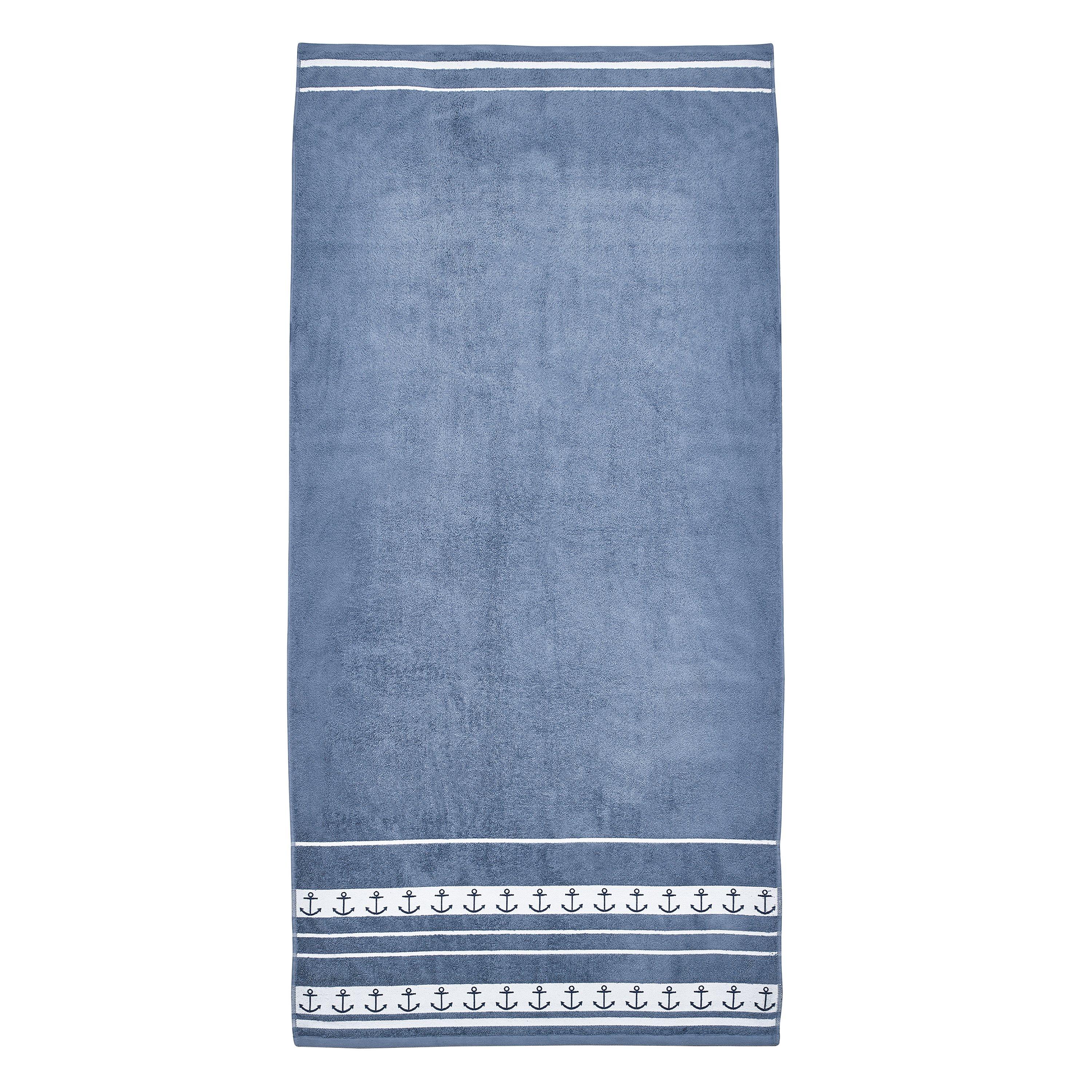 Blue - Catherine Lansfield - Anchors Cotton Extra Large Beach Towel - 4