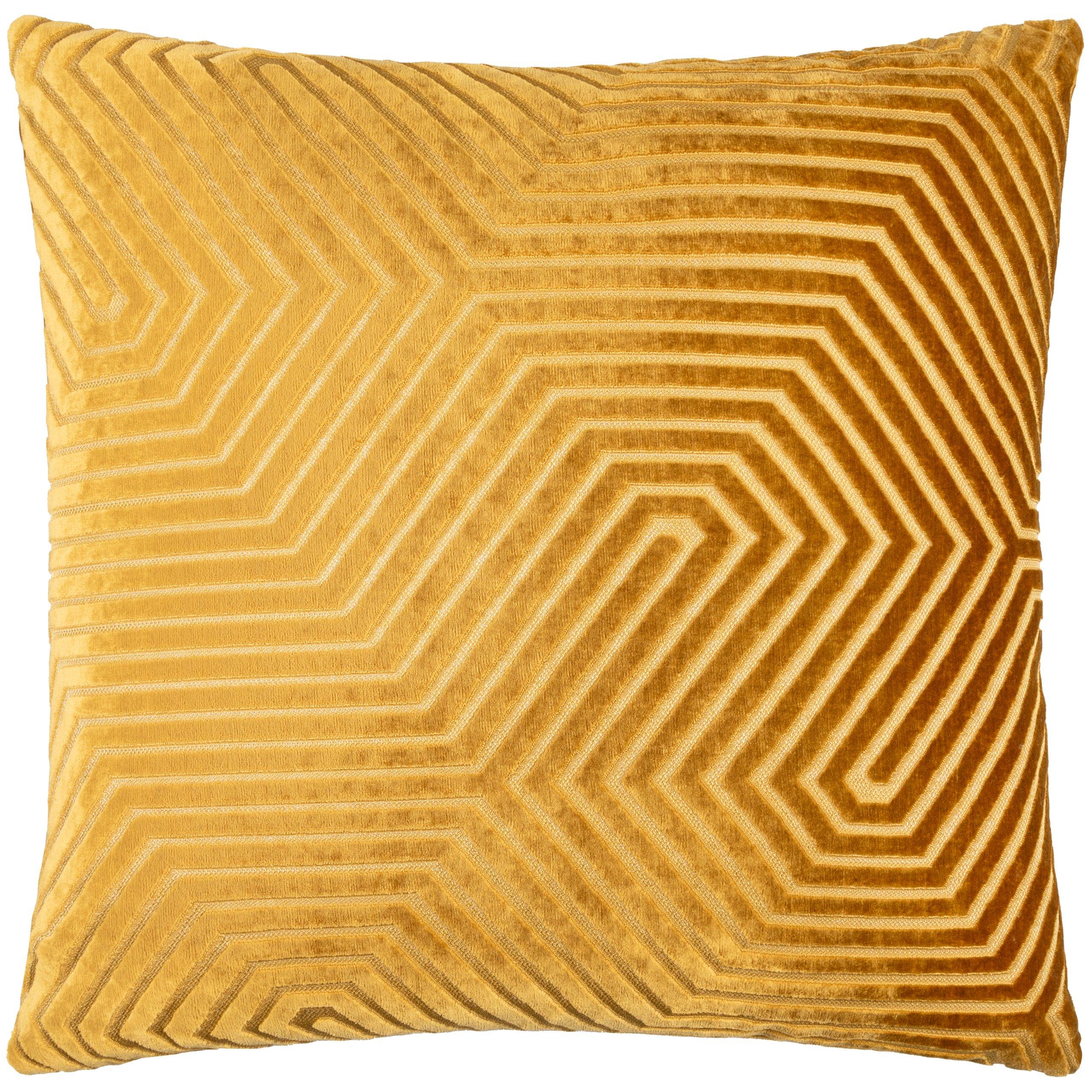Gold - Paoletti - Evoke Cut Velvet Fibre Filled Cushion - 1