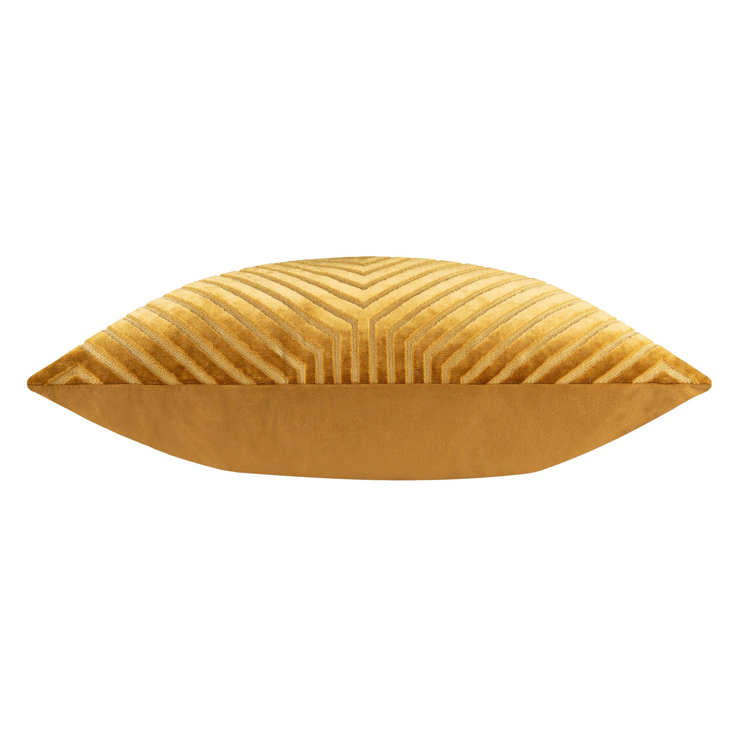 Gold - Paoletti - Evoke Cut Velvet Fibre Filled Cushion - 5